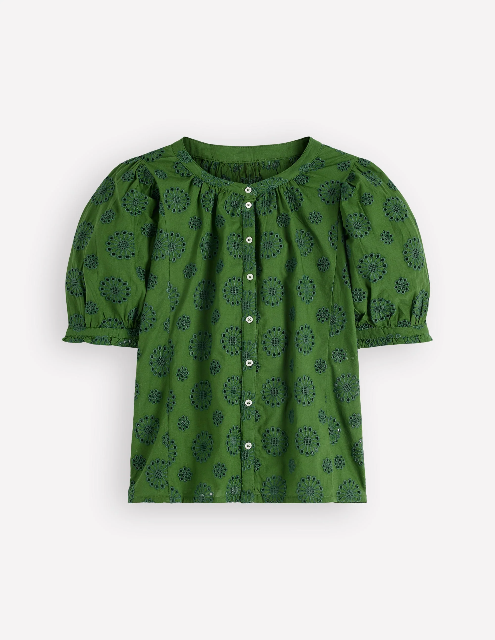 Camille Embroidered Cotton Top-Promenade Green Broderie - Image 5