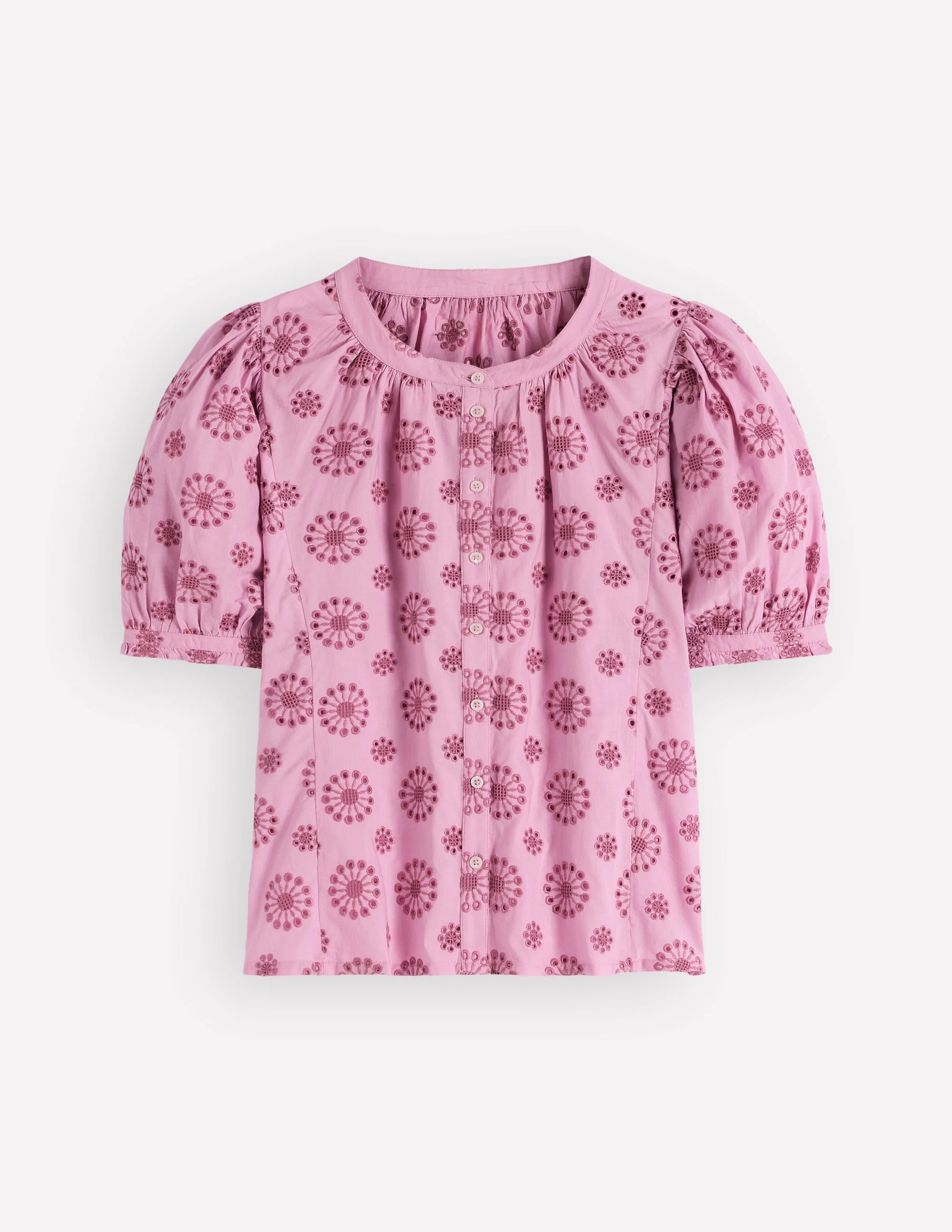 Camille Embroidered Cotton Top-Soft Lavender - Image 5
