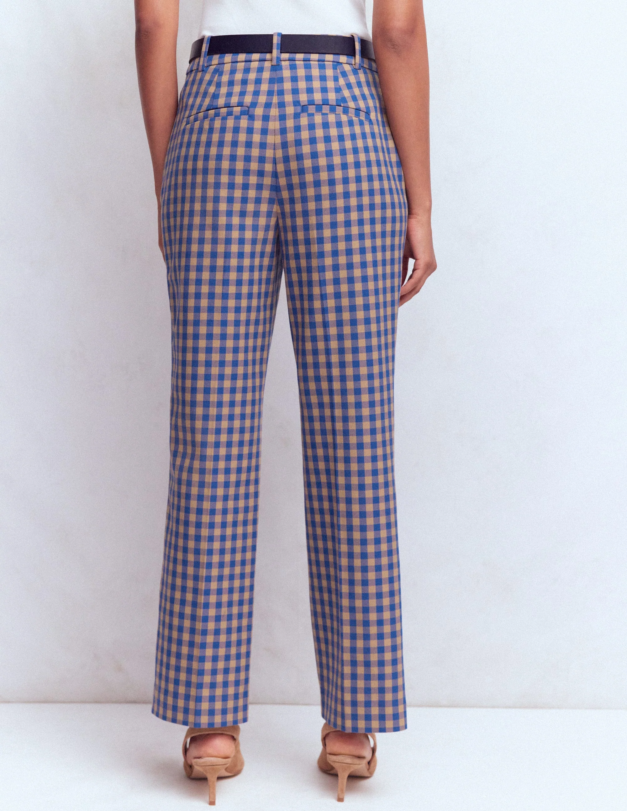 Canonbury 7/8 Pants-Camel, Blue Gingham - Image 3