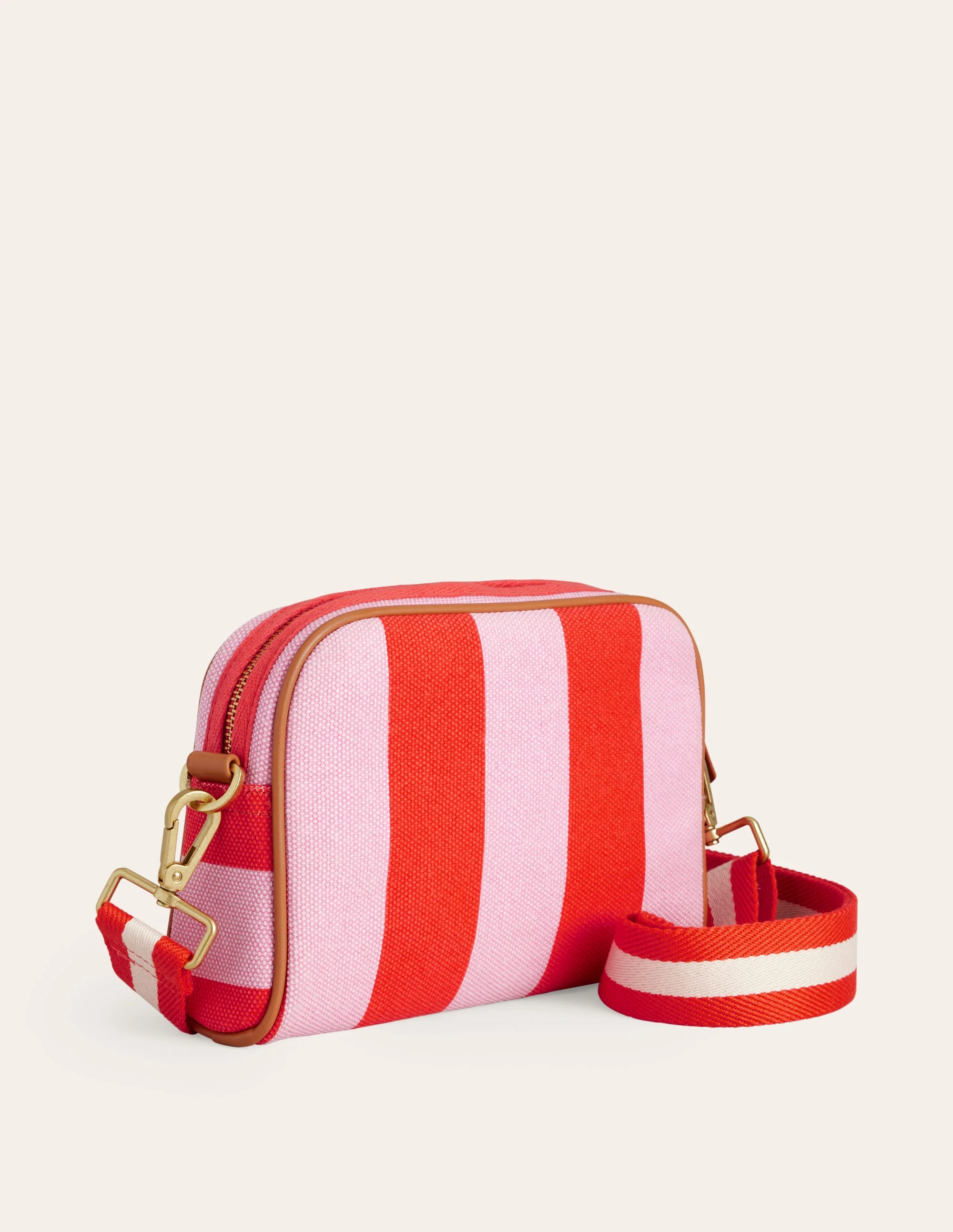 Canvas Cross-Body Bag-Pink Stripe - Image 3