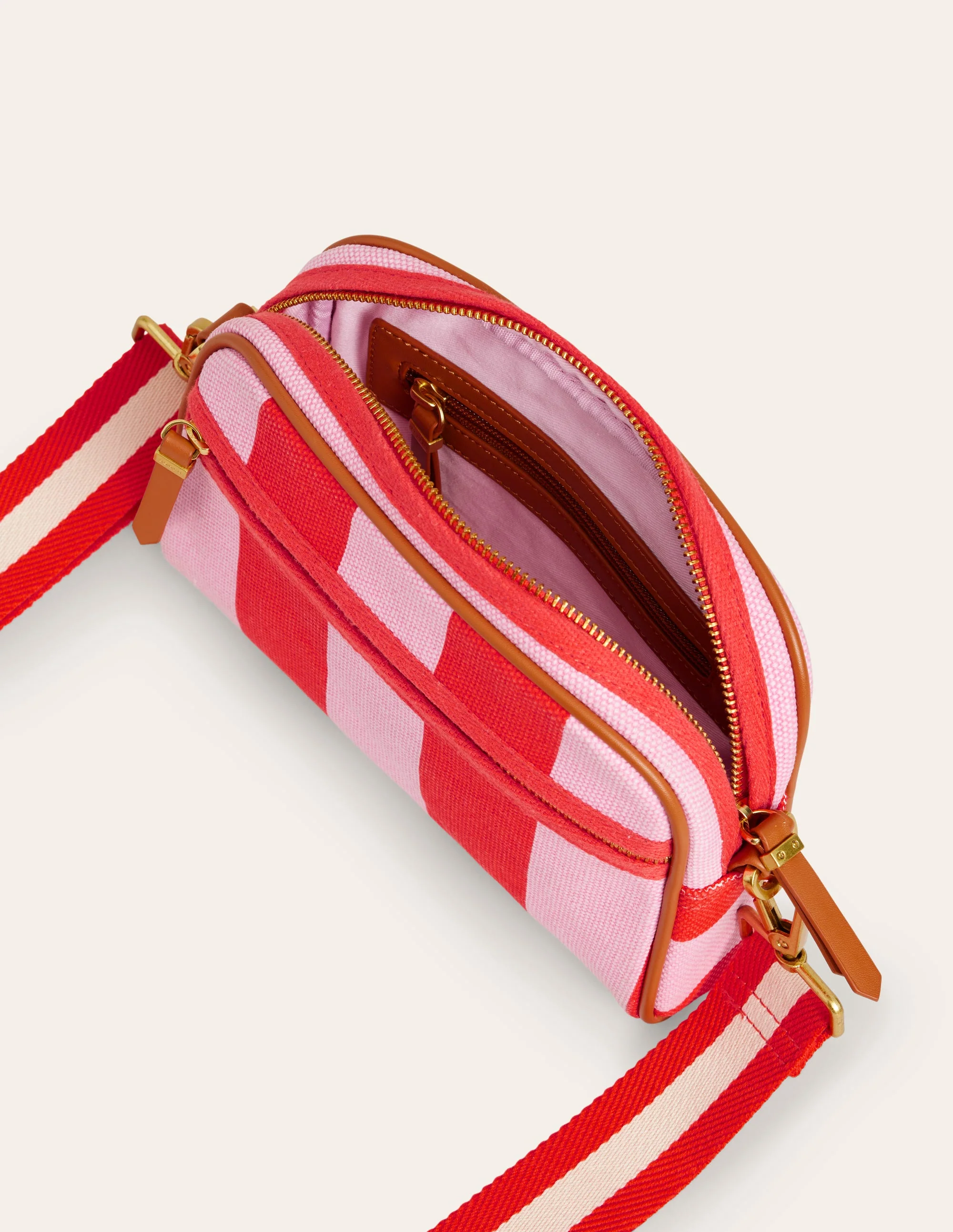 Canvas Cross-Body Bag-Pink Stripe - Image 4