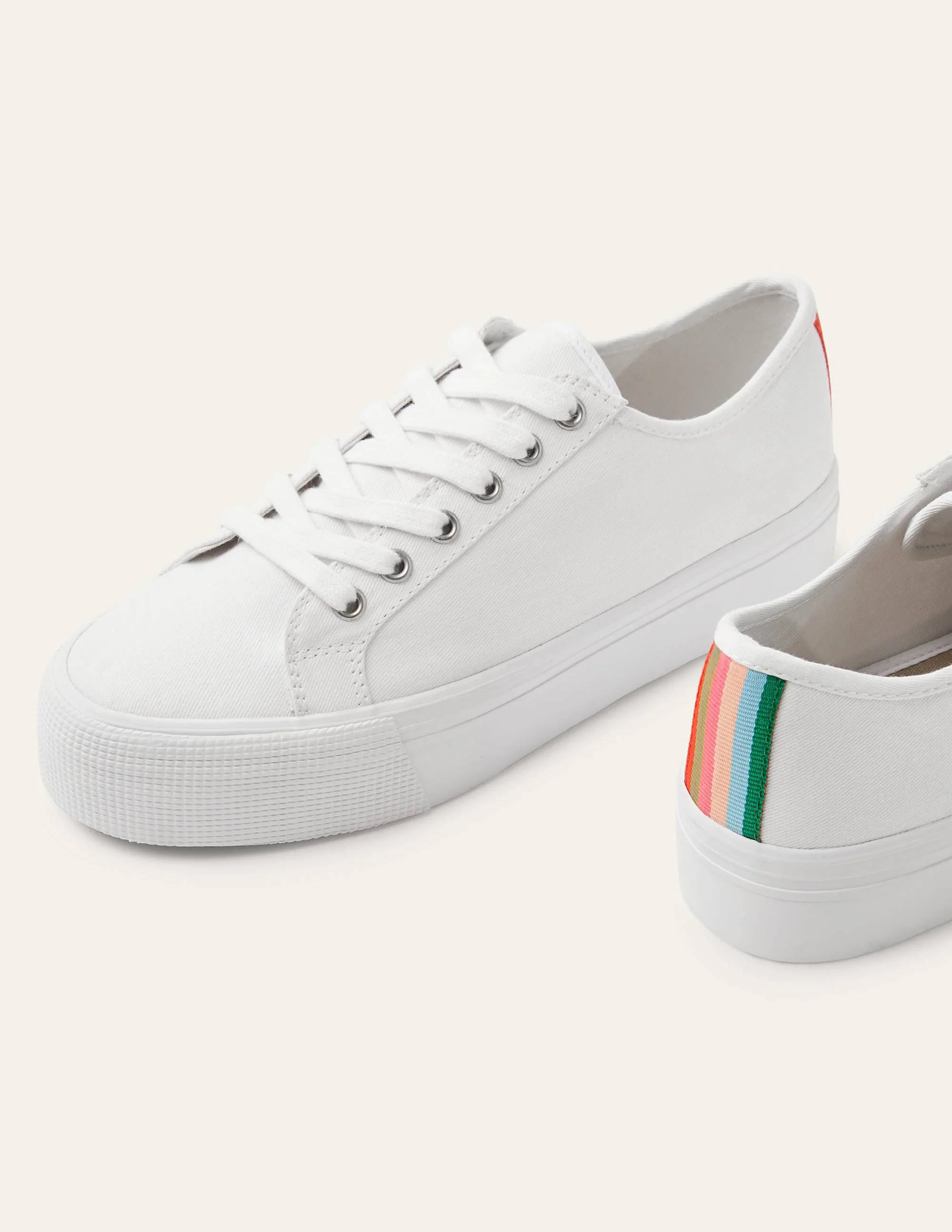Canvas Flatform Plimsolls-White