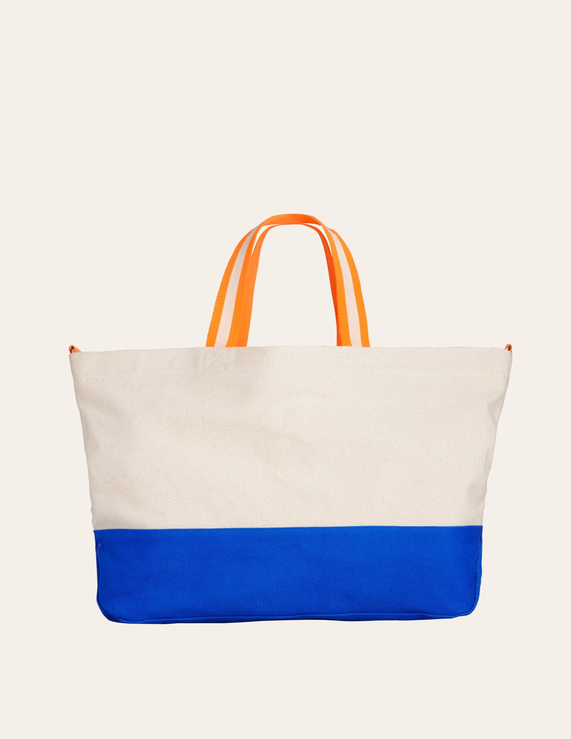 Canvas Weekender Tote Bag-Neutral/ Blue - Image 2