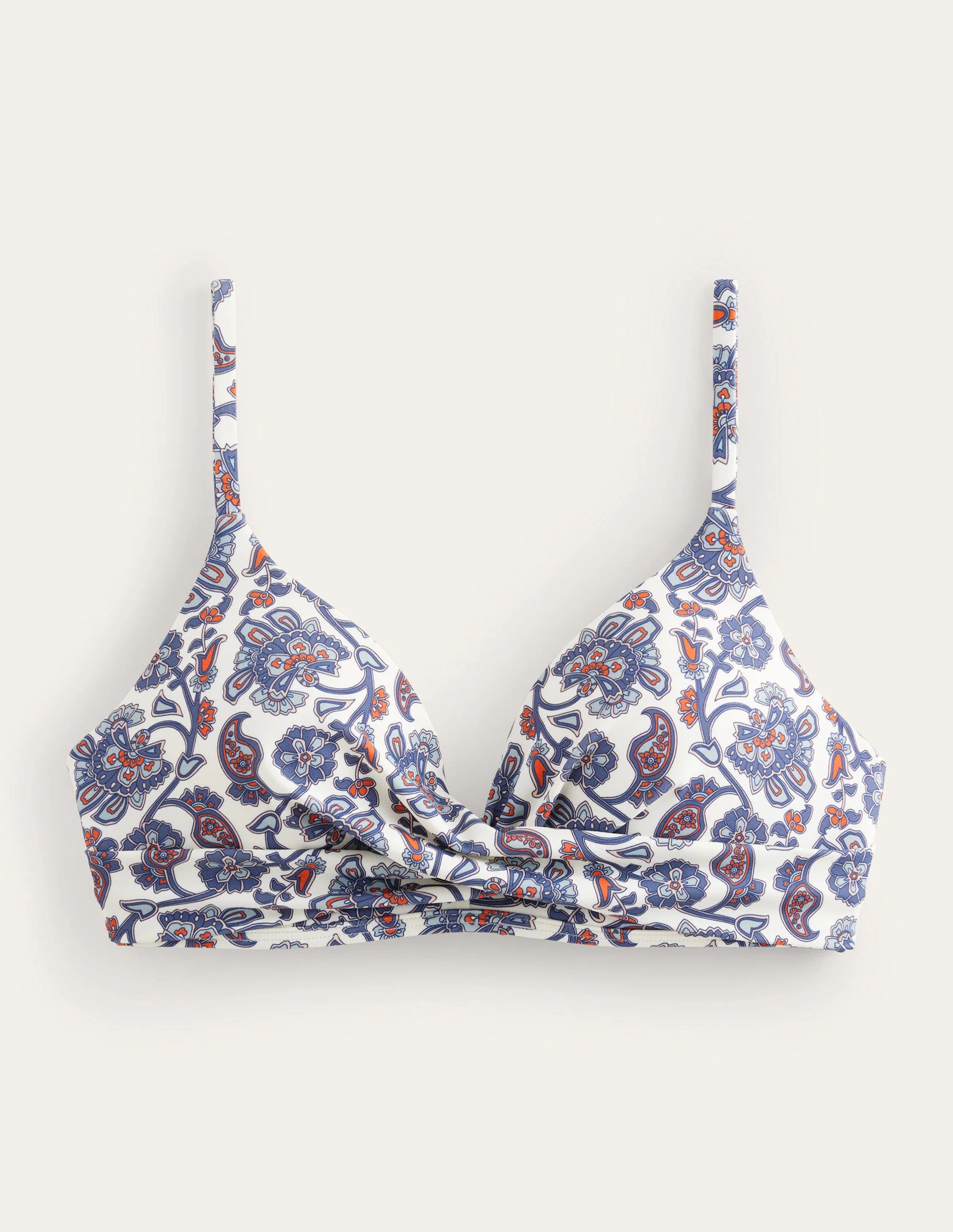 Capri Cup-size Bikini Top-Ivory, Blue Paisley - Image 7