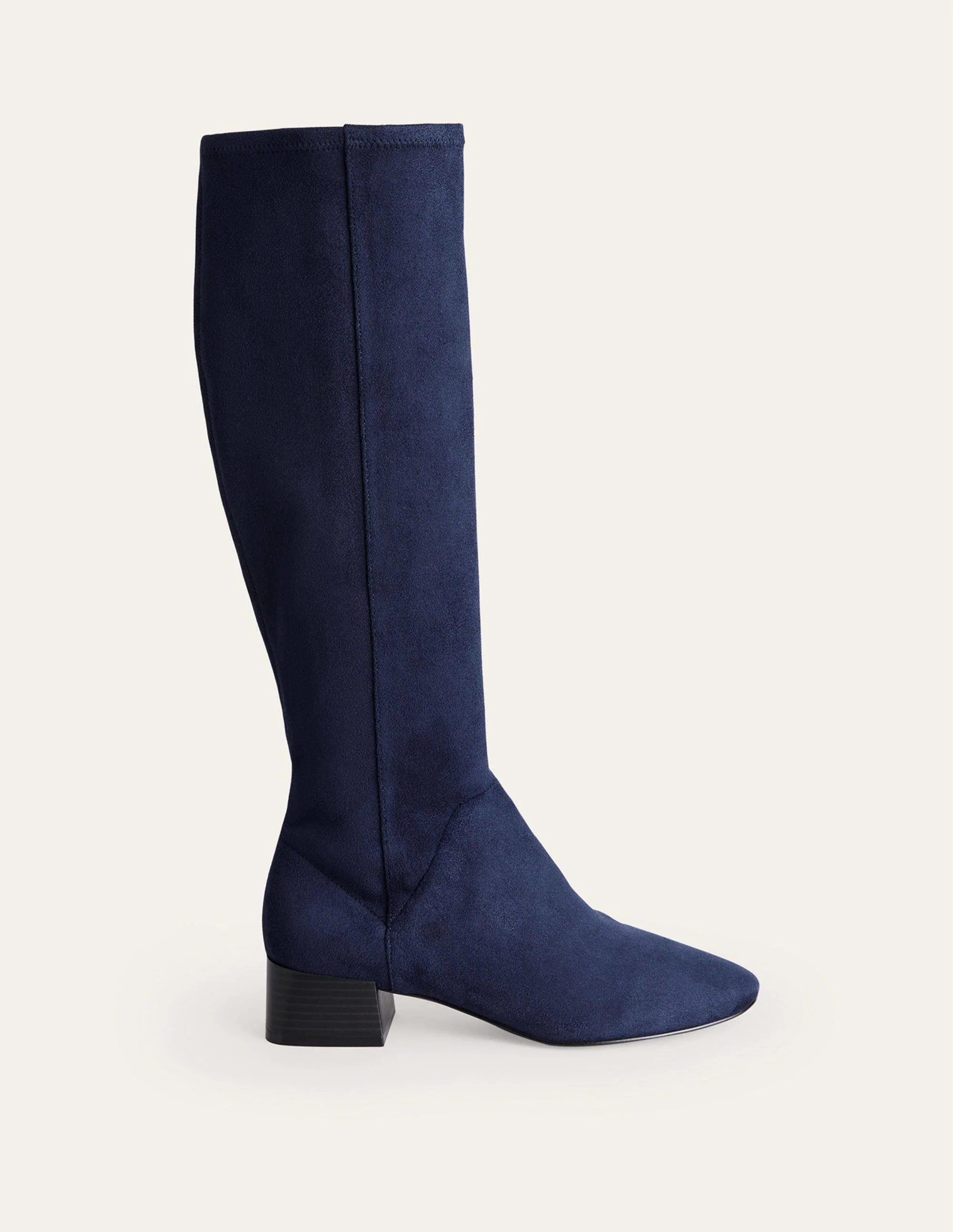 Cara Flat Stretch Knee Boots-Navy - Image 2