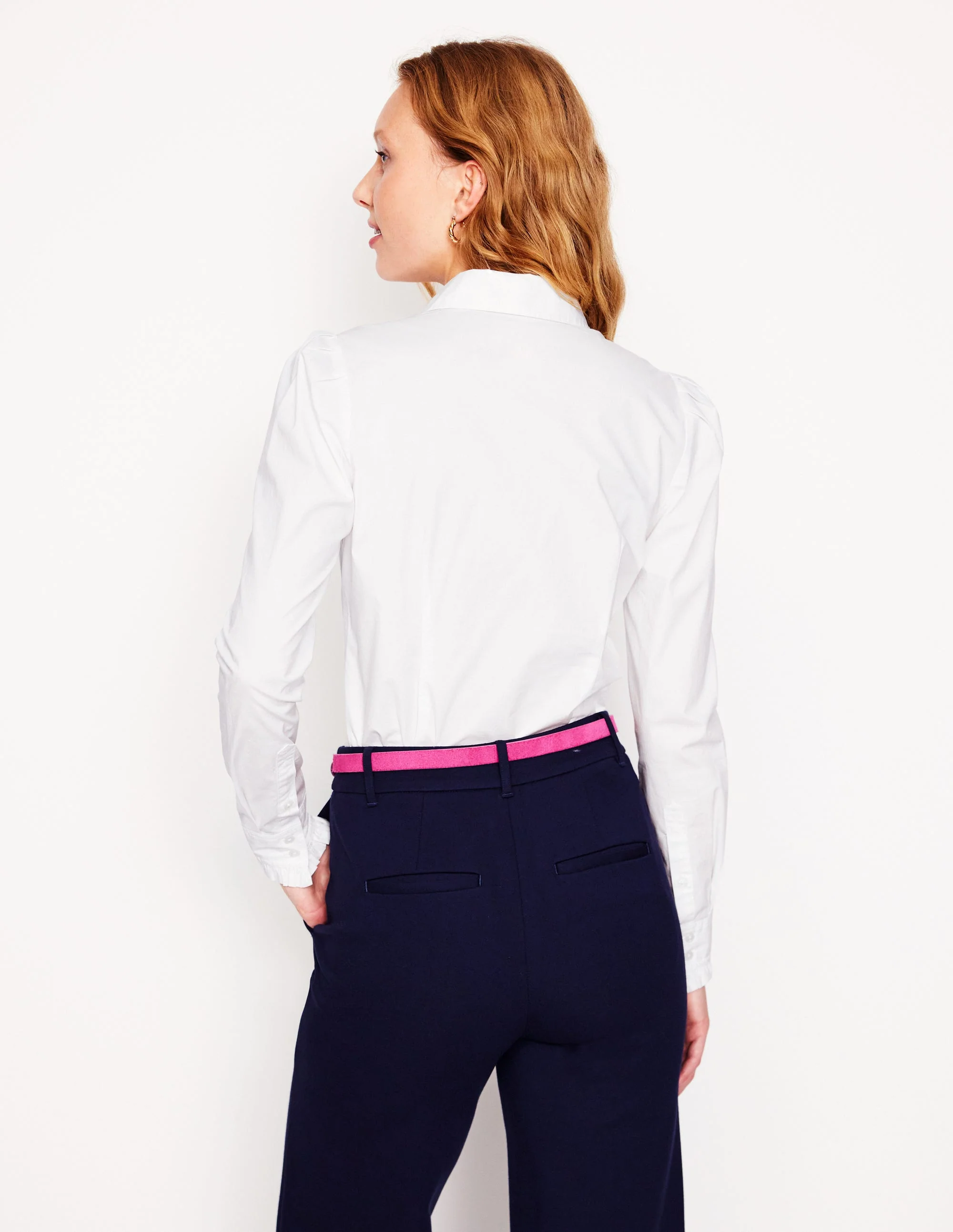 Cara Stretch Cotton Shirt-White - Image 3