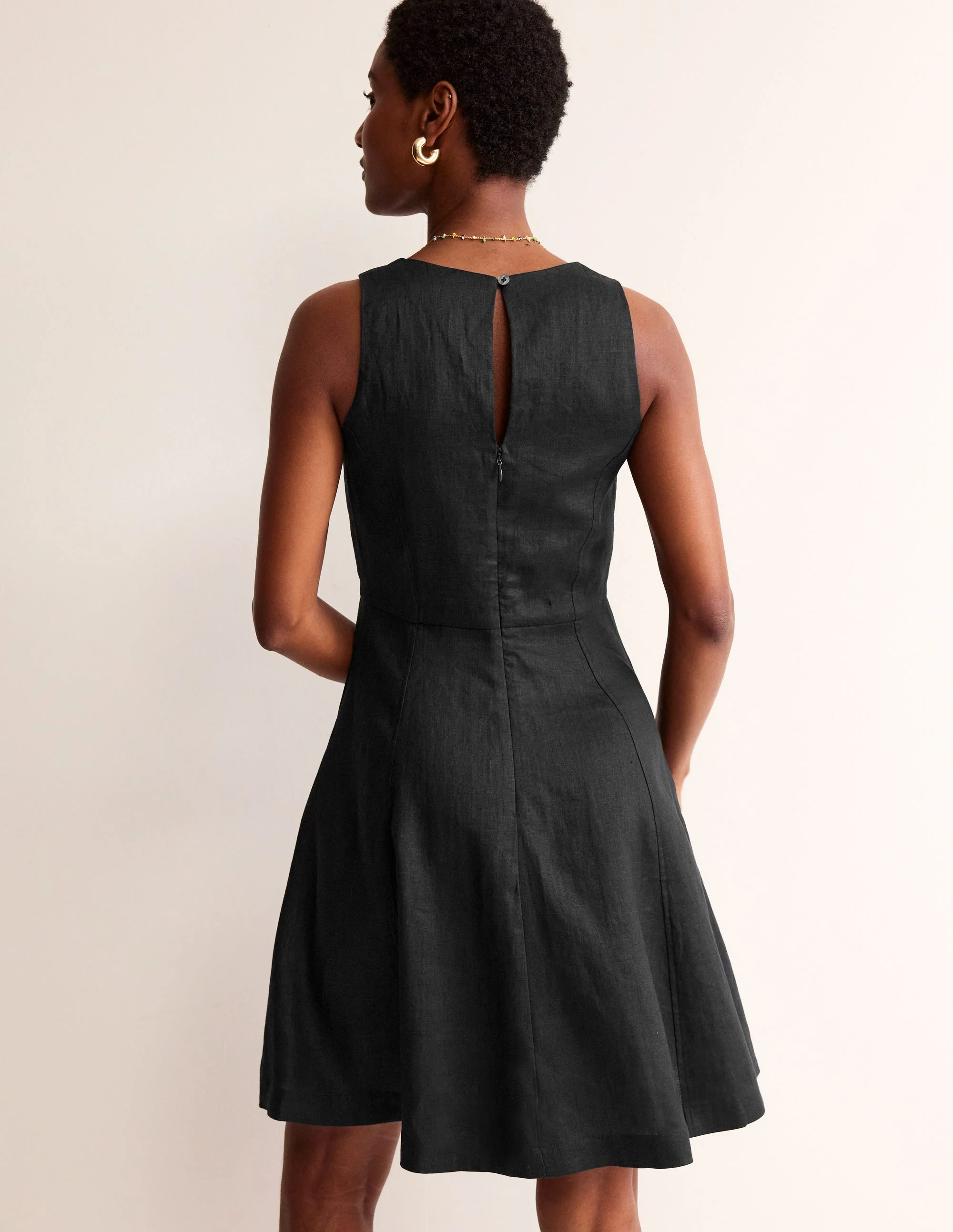 Carla Linen Short Dress-Black - Image 3