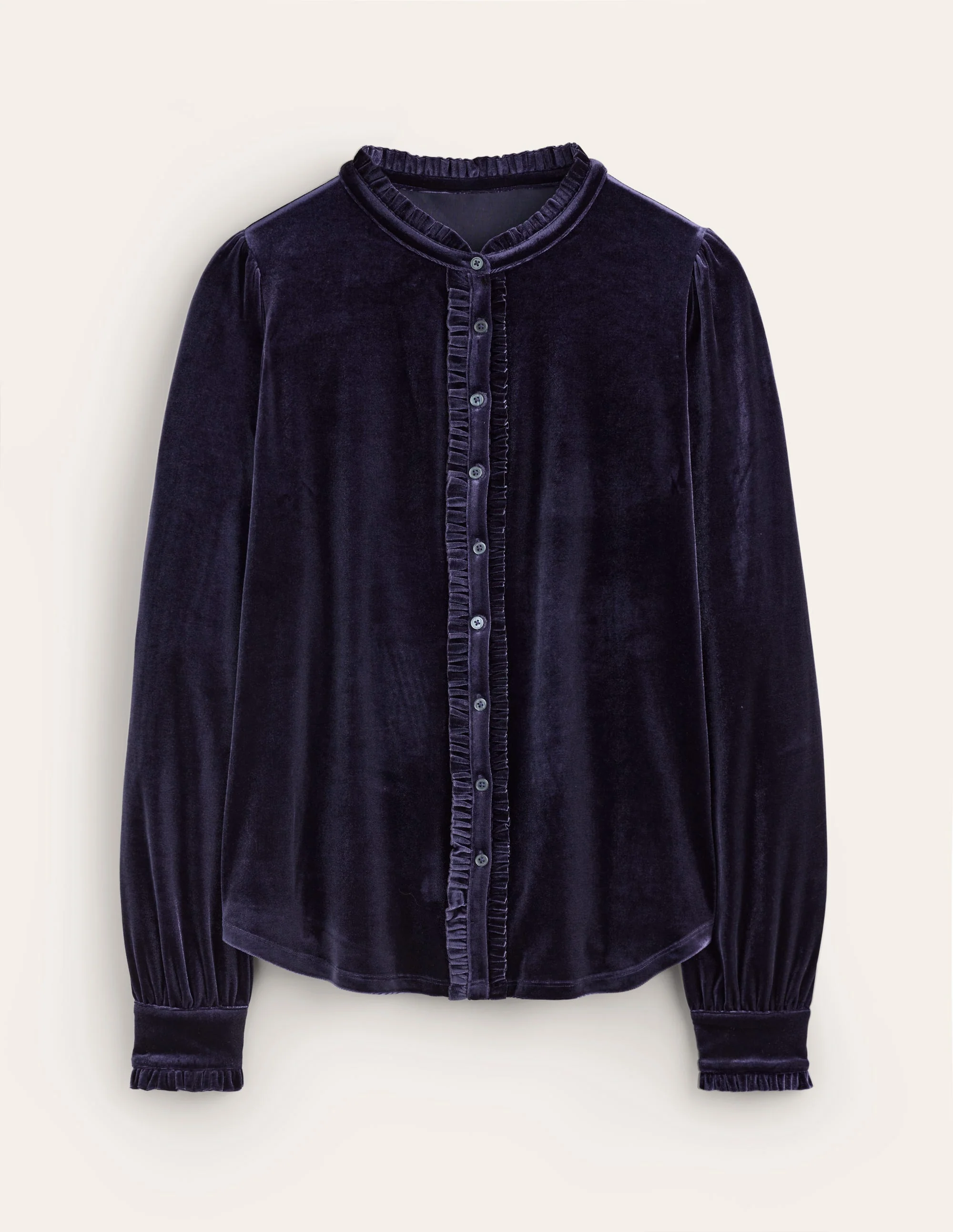 Caroline Jersey Velvet Shirt-Navy - Image 5