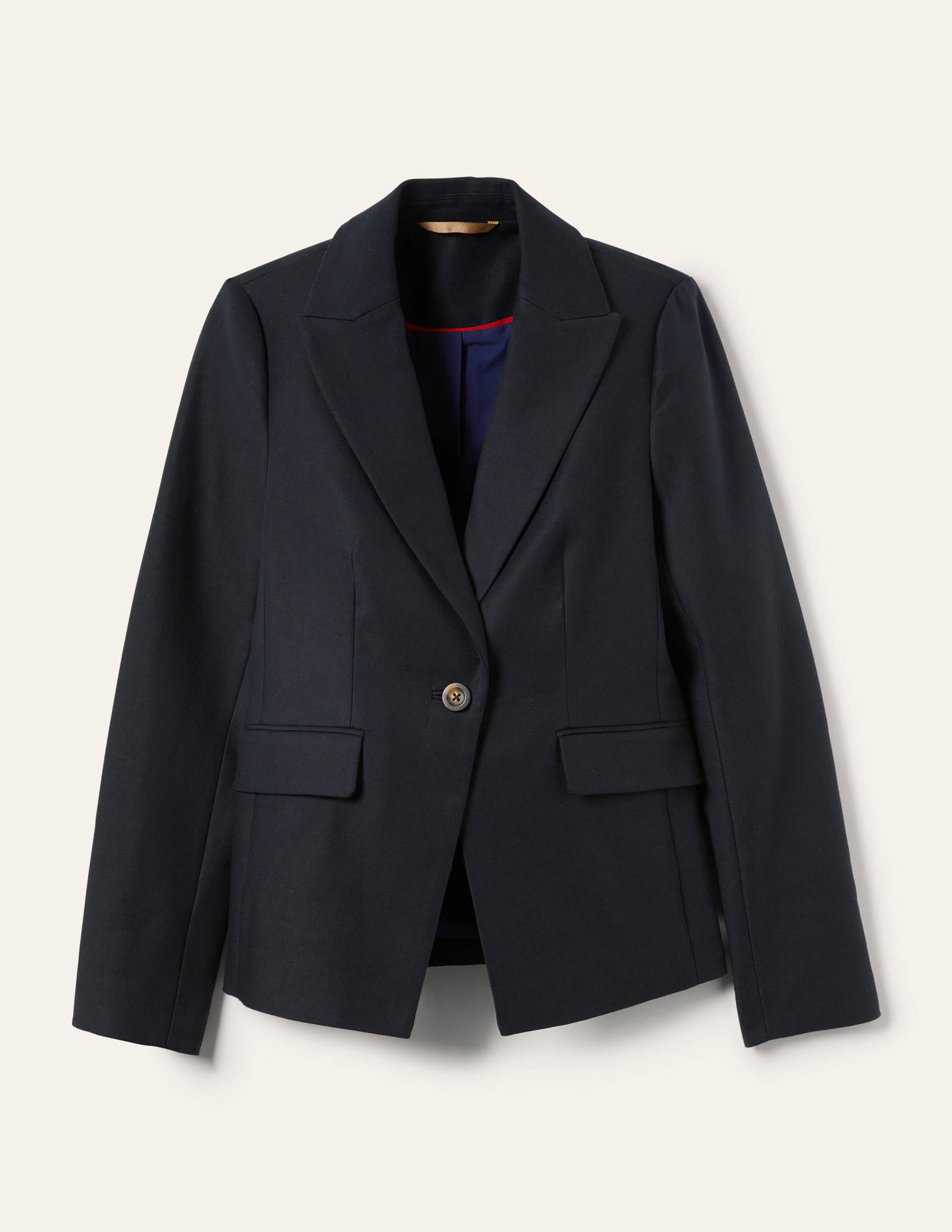 Carrie Textured Cotton Blazer-Navy - Image 5