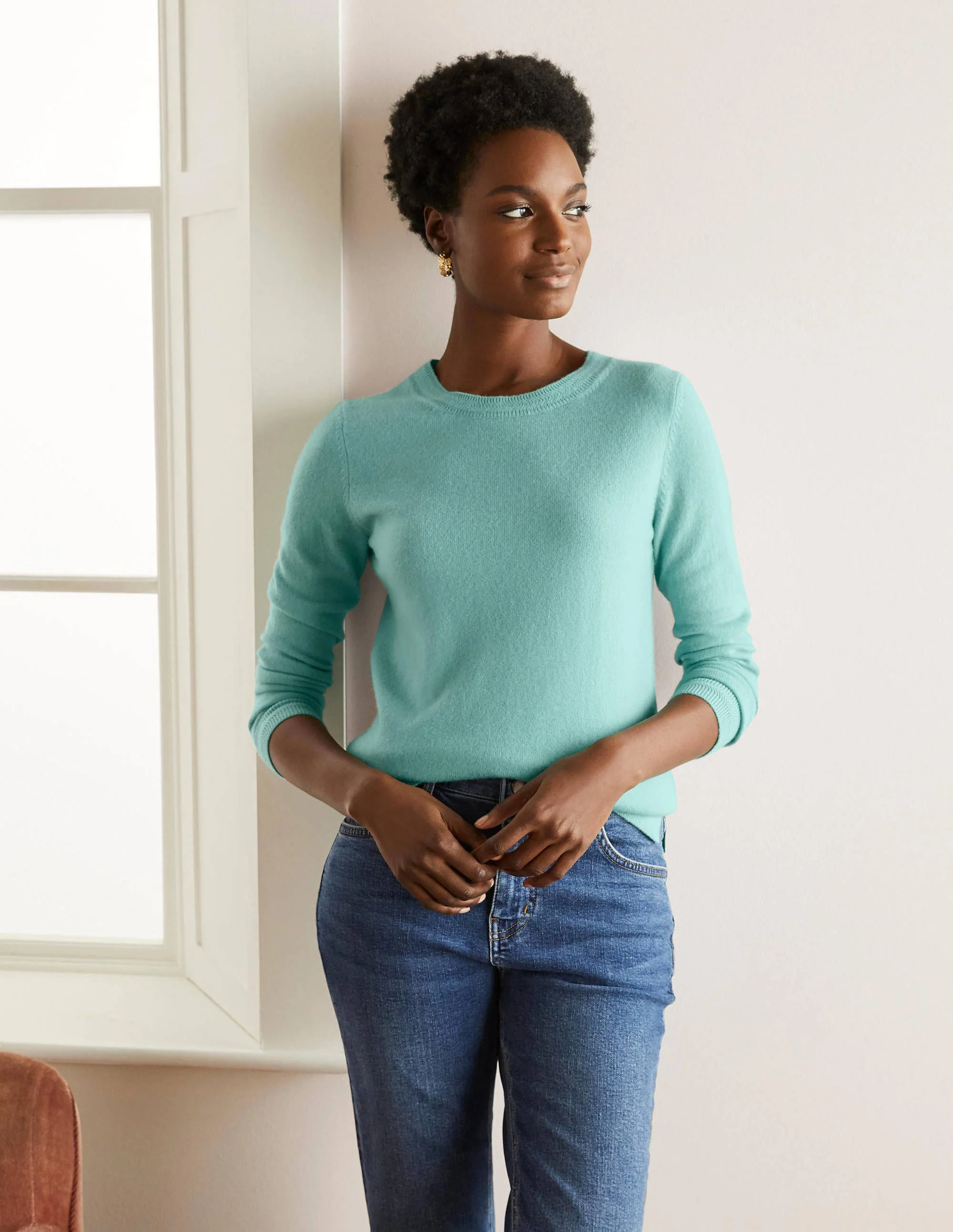 Cashmere Crew Neck Sweater-Apple Mint