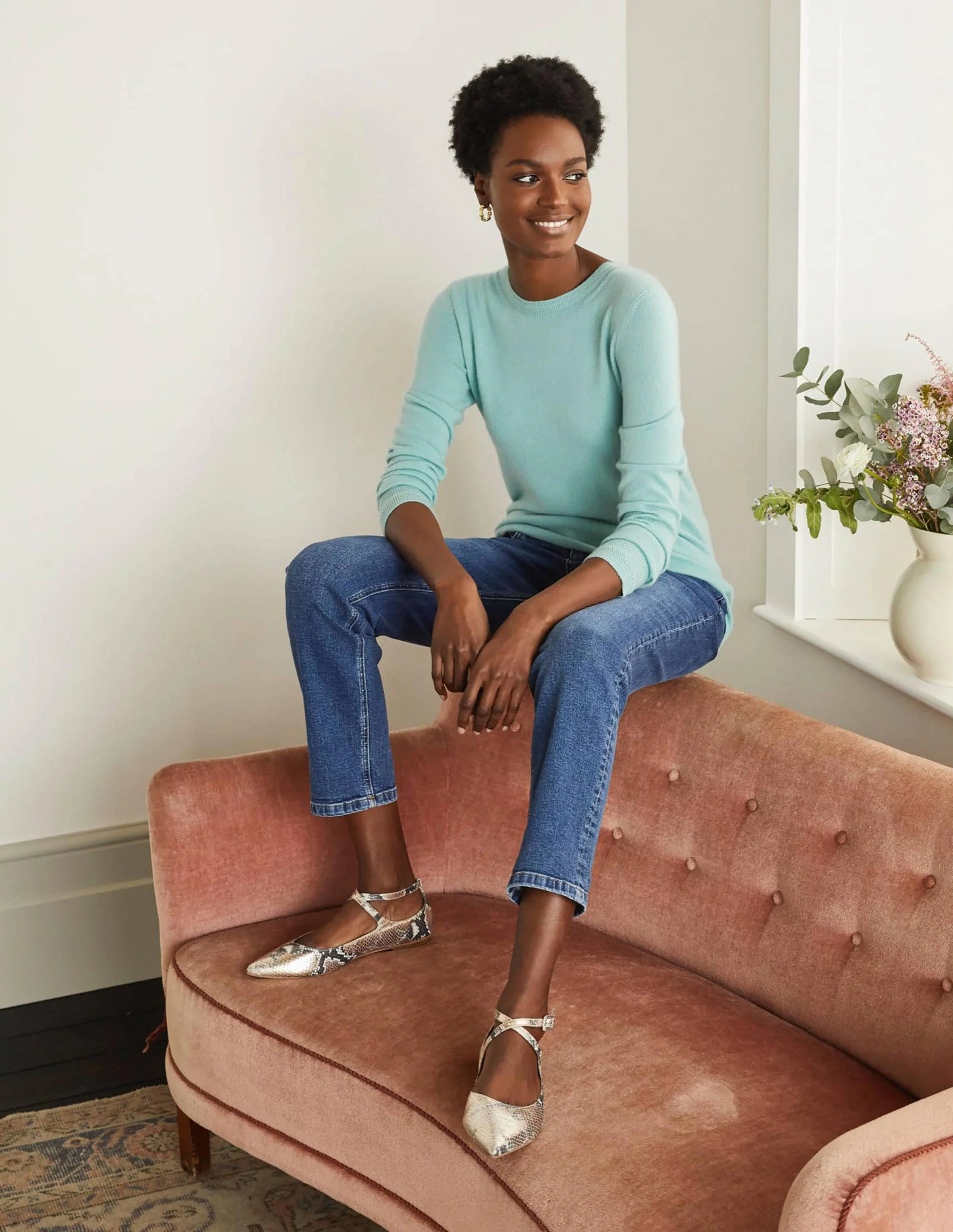Cashmere Crew Neck Sweater-Apple Mint - Image 2