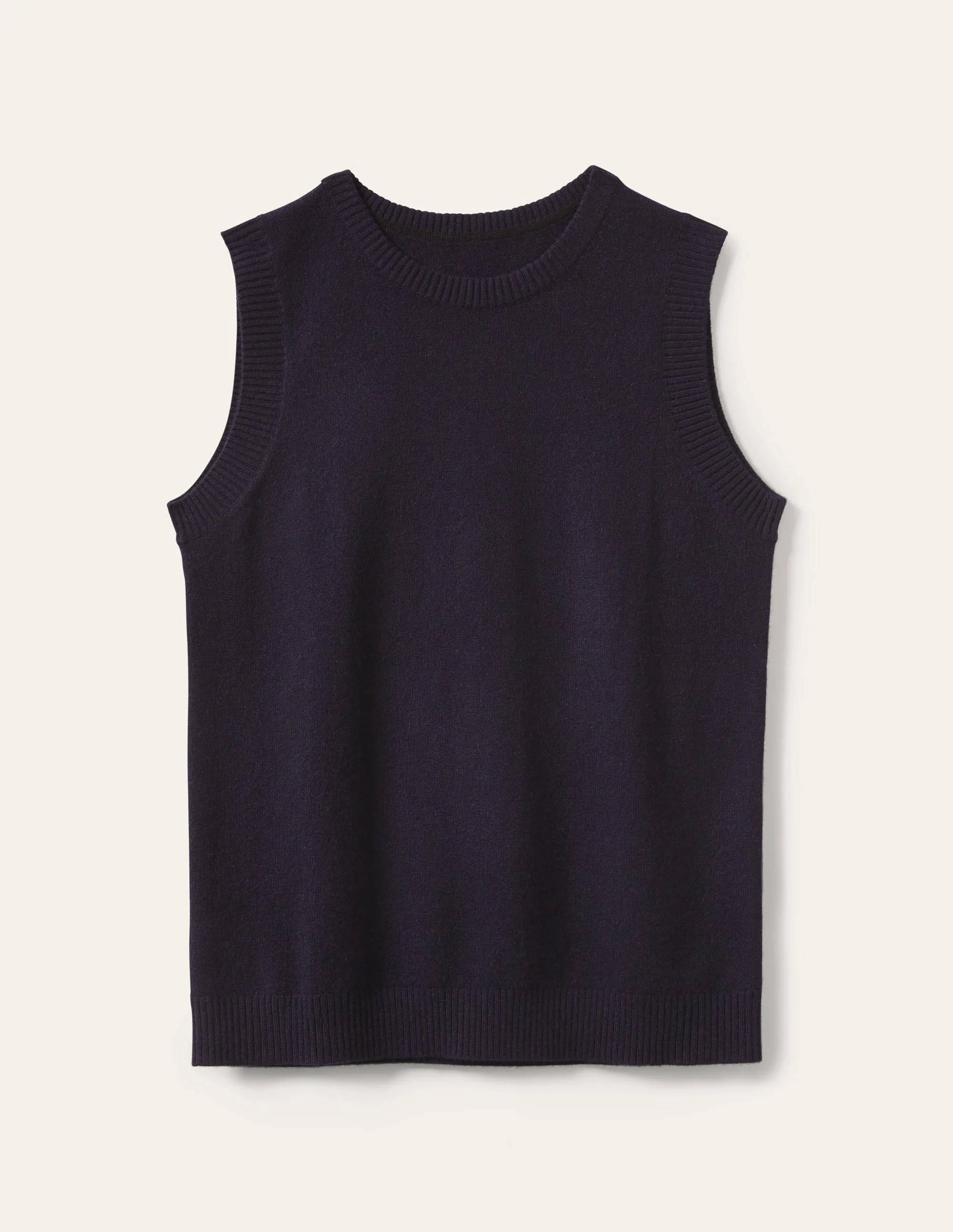 Cashmere Knitted Sweater Vest-Navy - Image 6