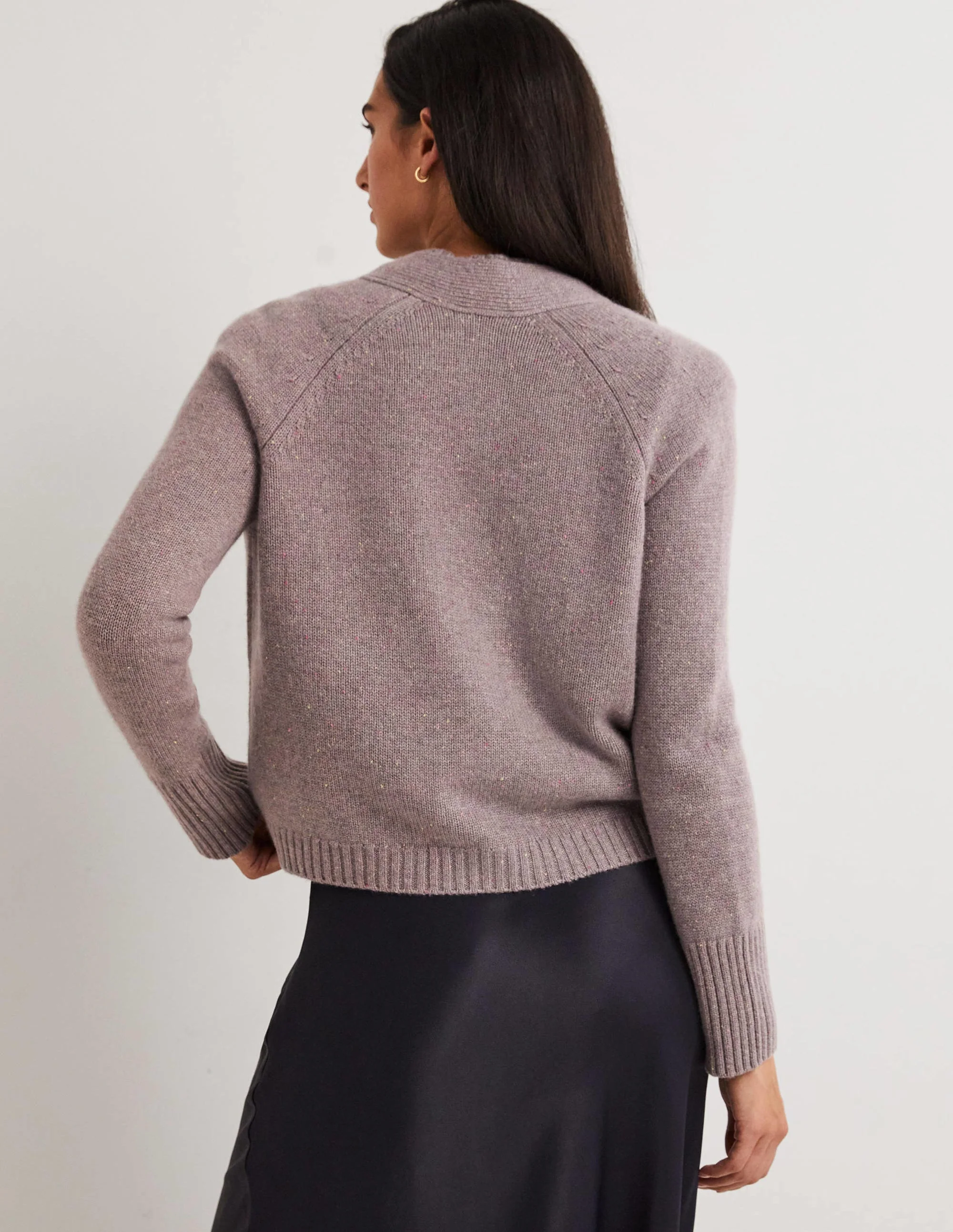 Cashmere Rib Cardigan-Grey, Multi Nep - Image 3