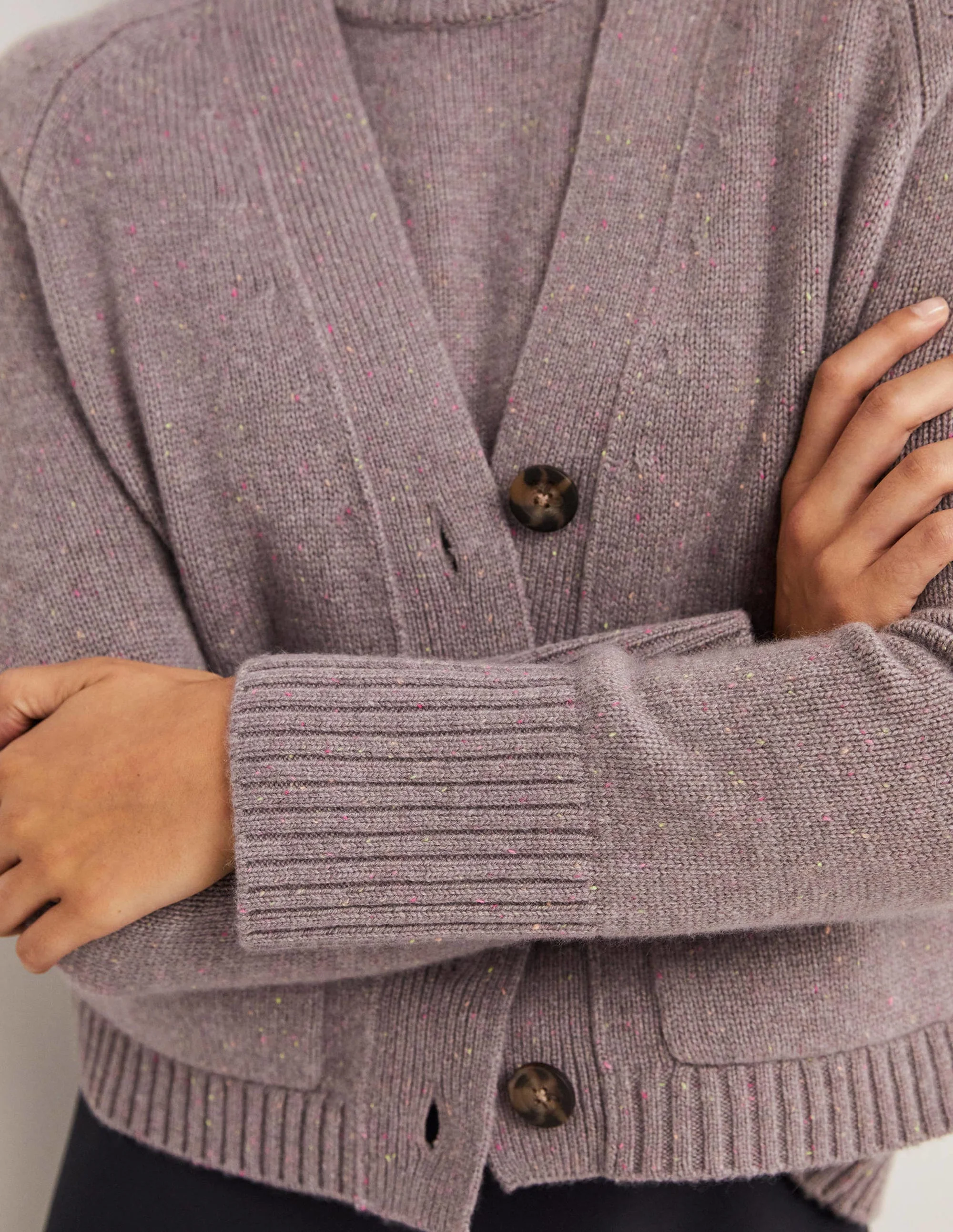 Cashmere Rib Cardigan-Grey, Multi Nep - Image 4