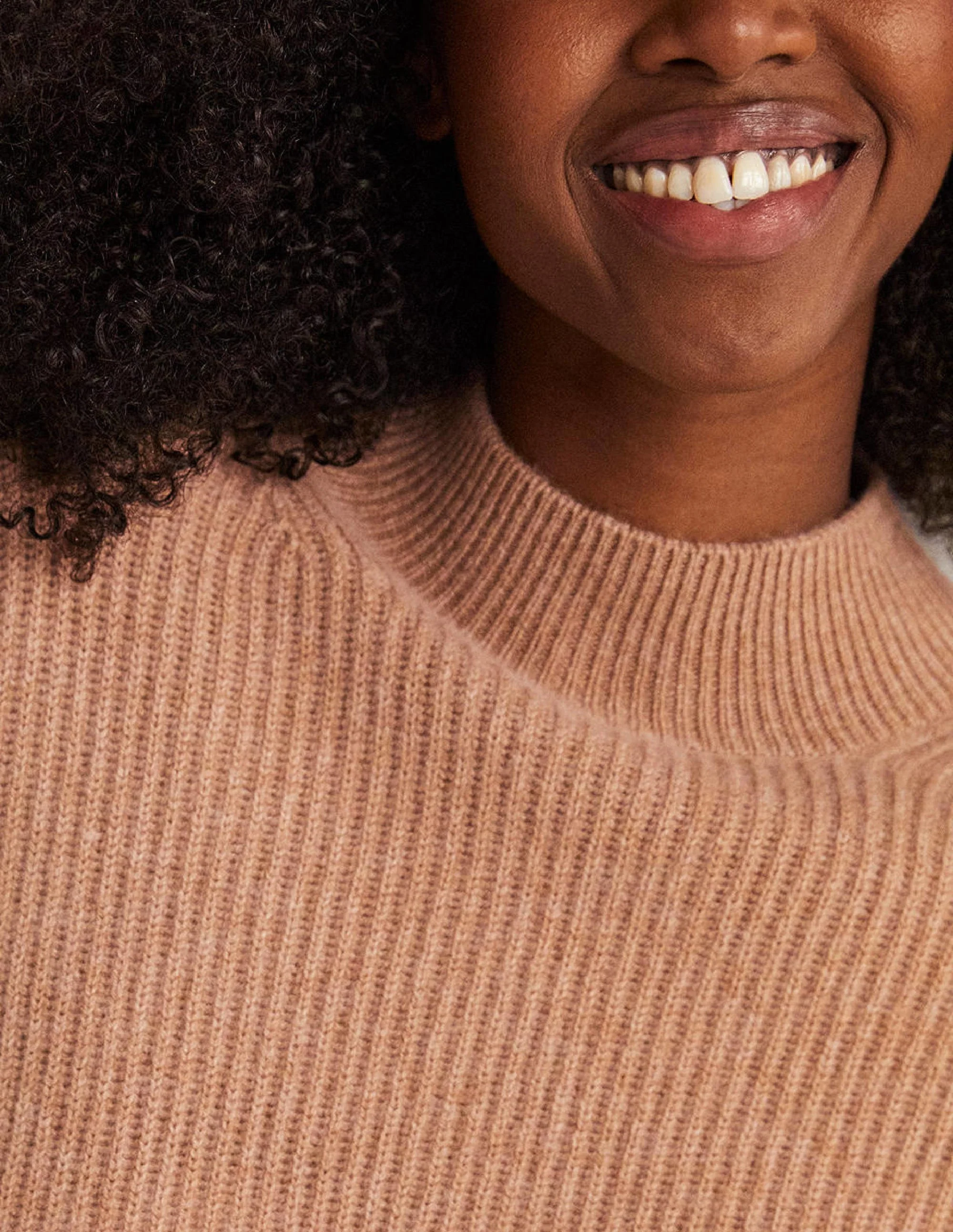 Cashmere Ribbed Sweater-Camel Melange - Image 2