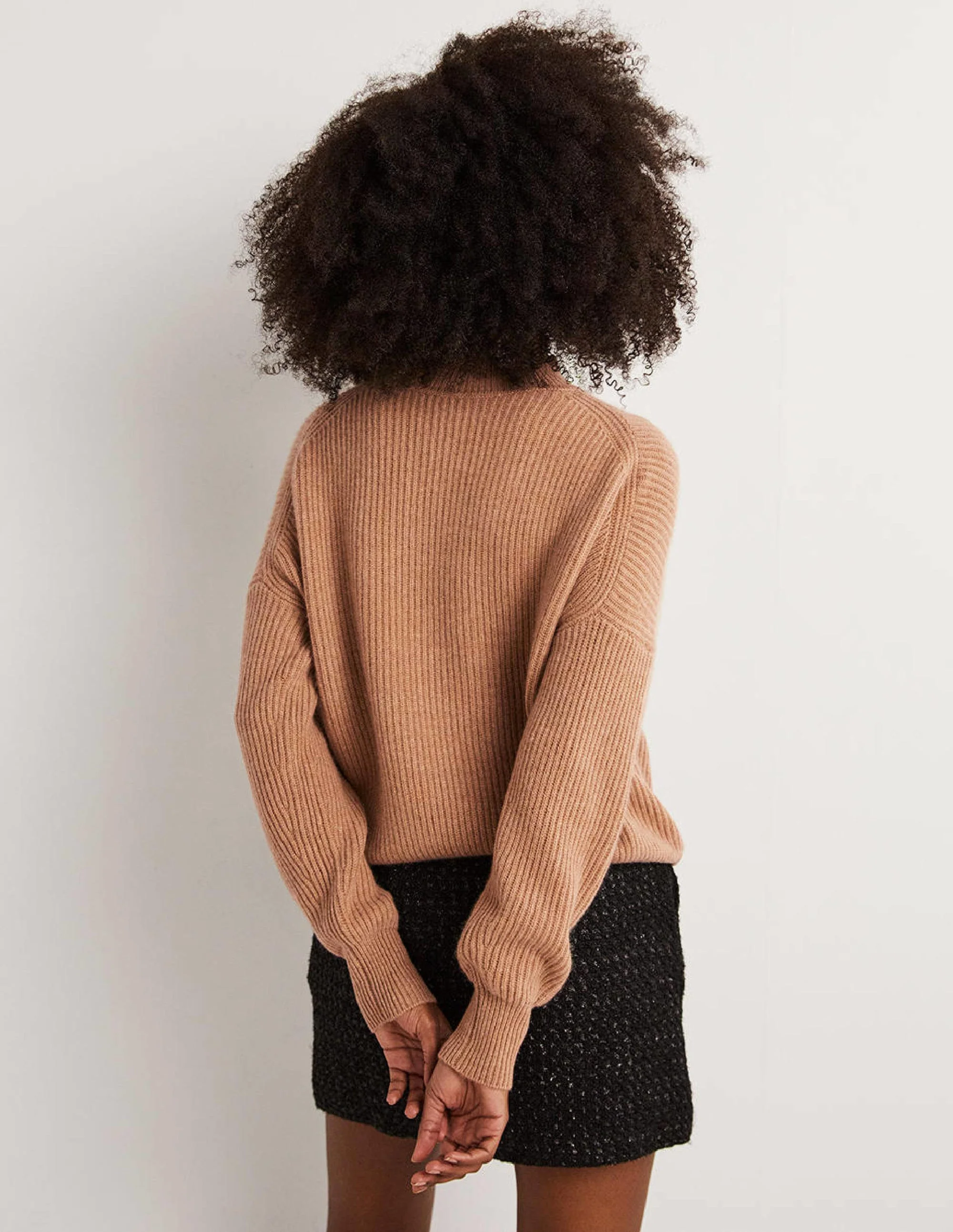 Cashmere Ribbed Sweater-Camel Melange - Image 3