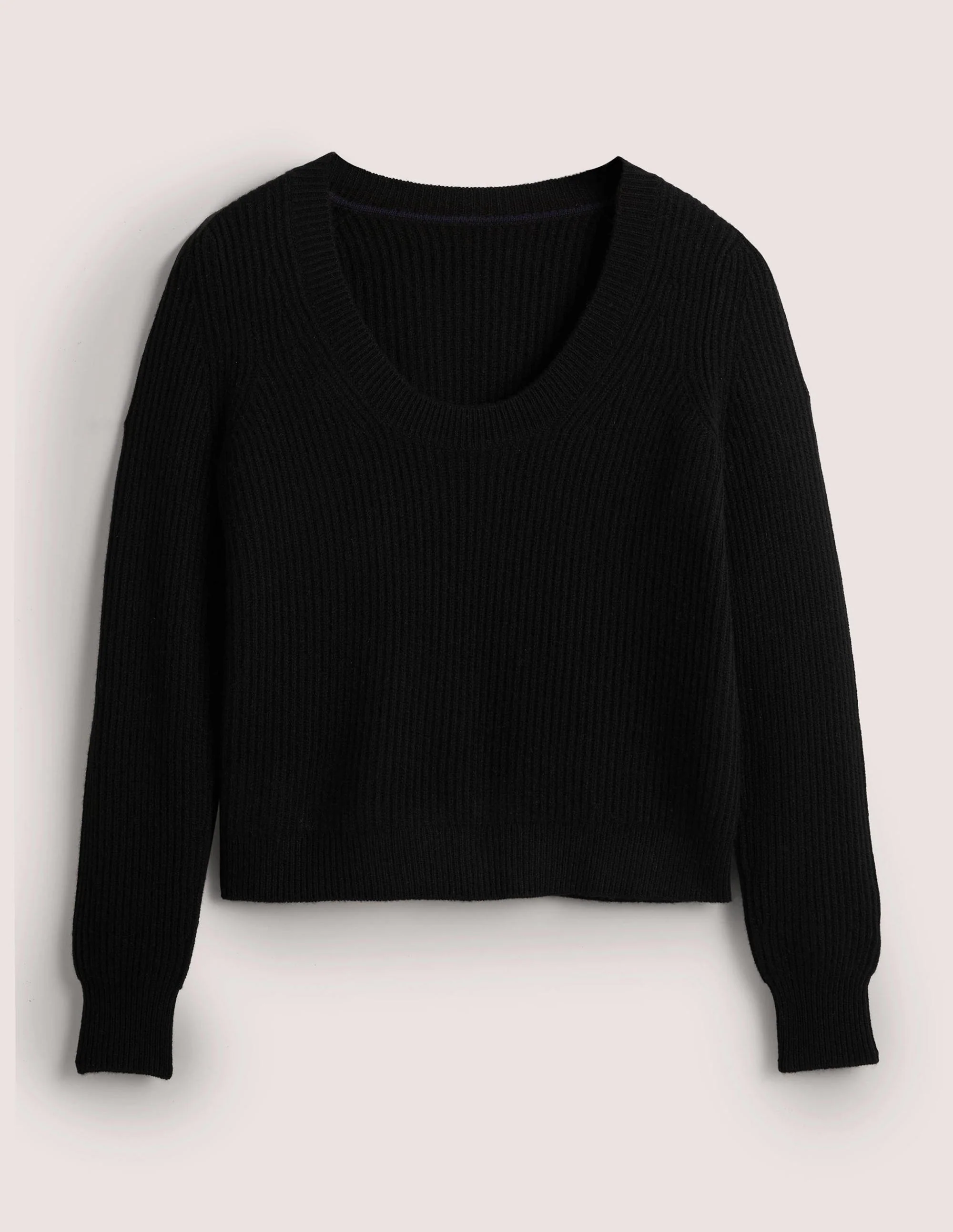 Cashmere Scoop Neck Sweater-Black - Image 6