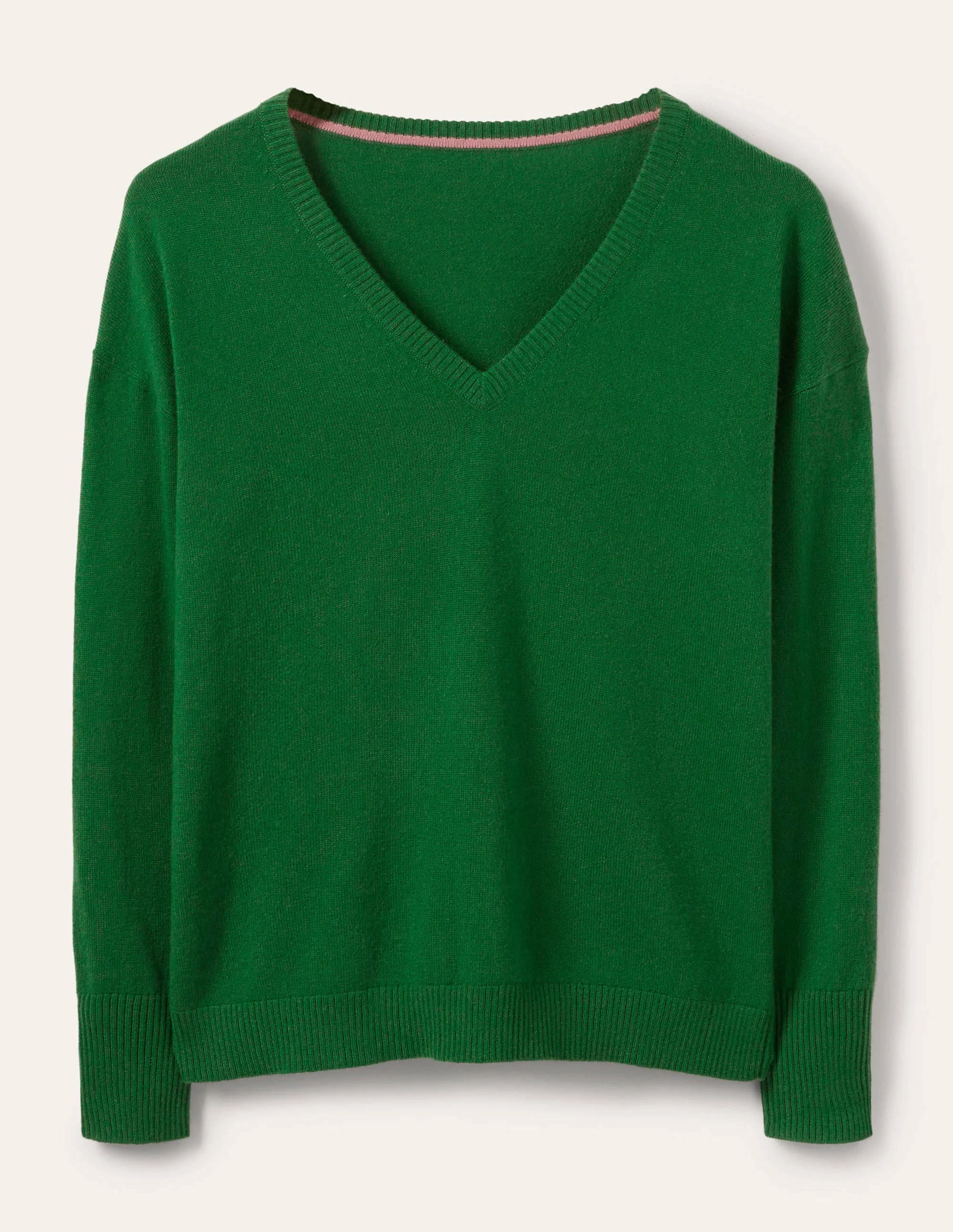 Cashmere V-neck Relax Jumper-Emerald Green - Image 5