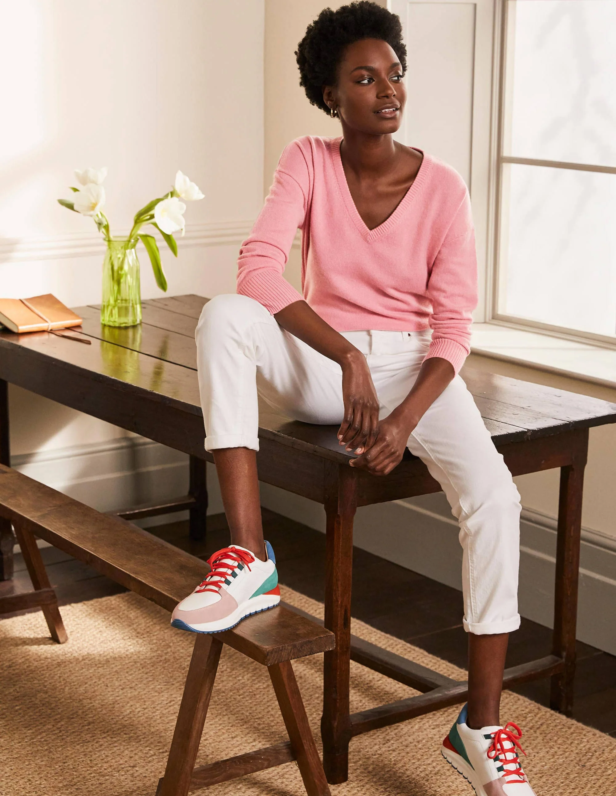 Cashmere V-neck Relax Jumper-Formica Pink - Image 4
