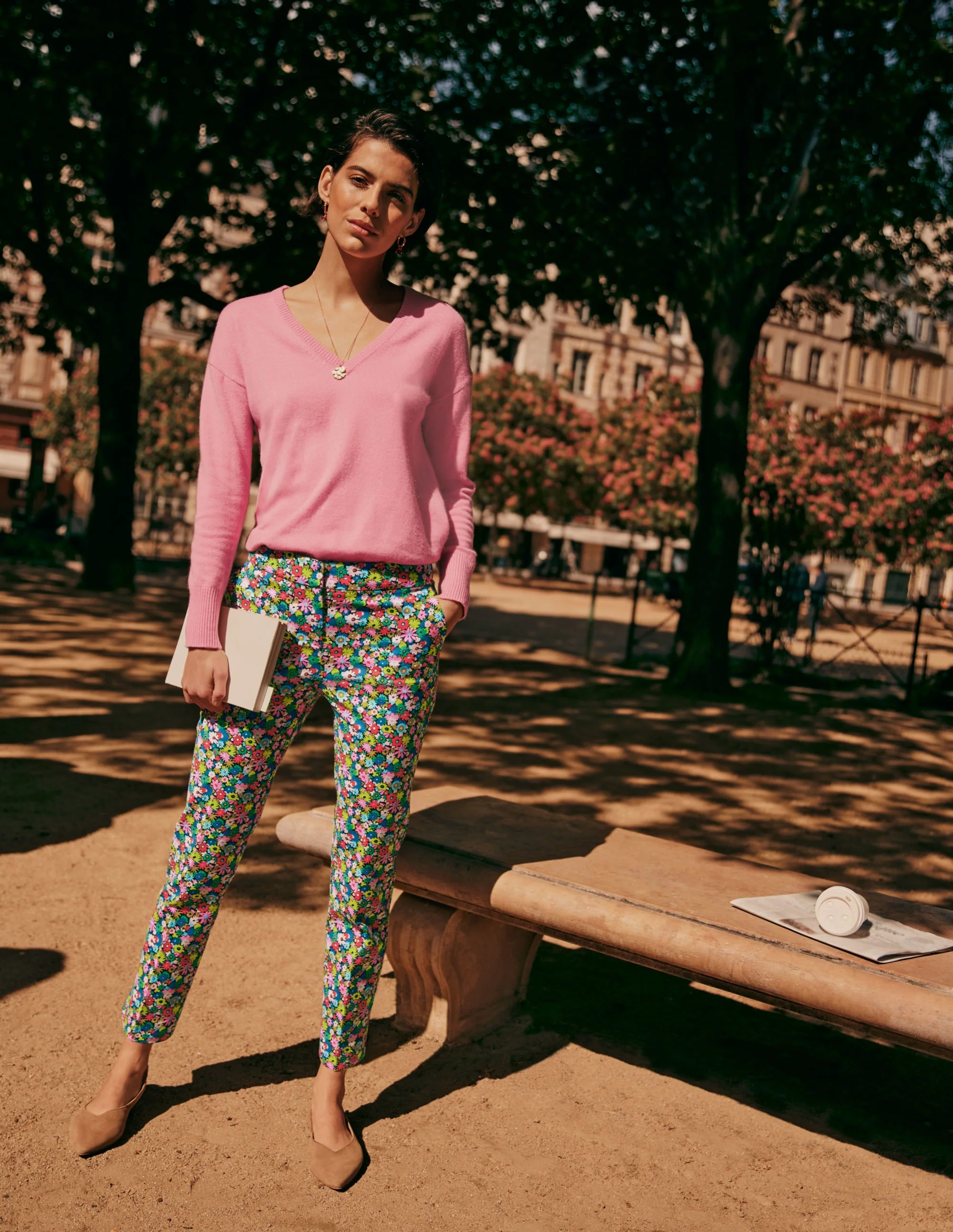 Cashmere V-neck Relax Jumper-Formica Pink - Image 5