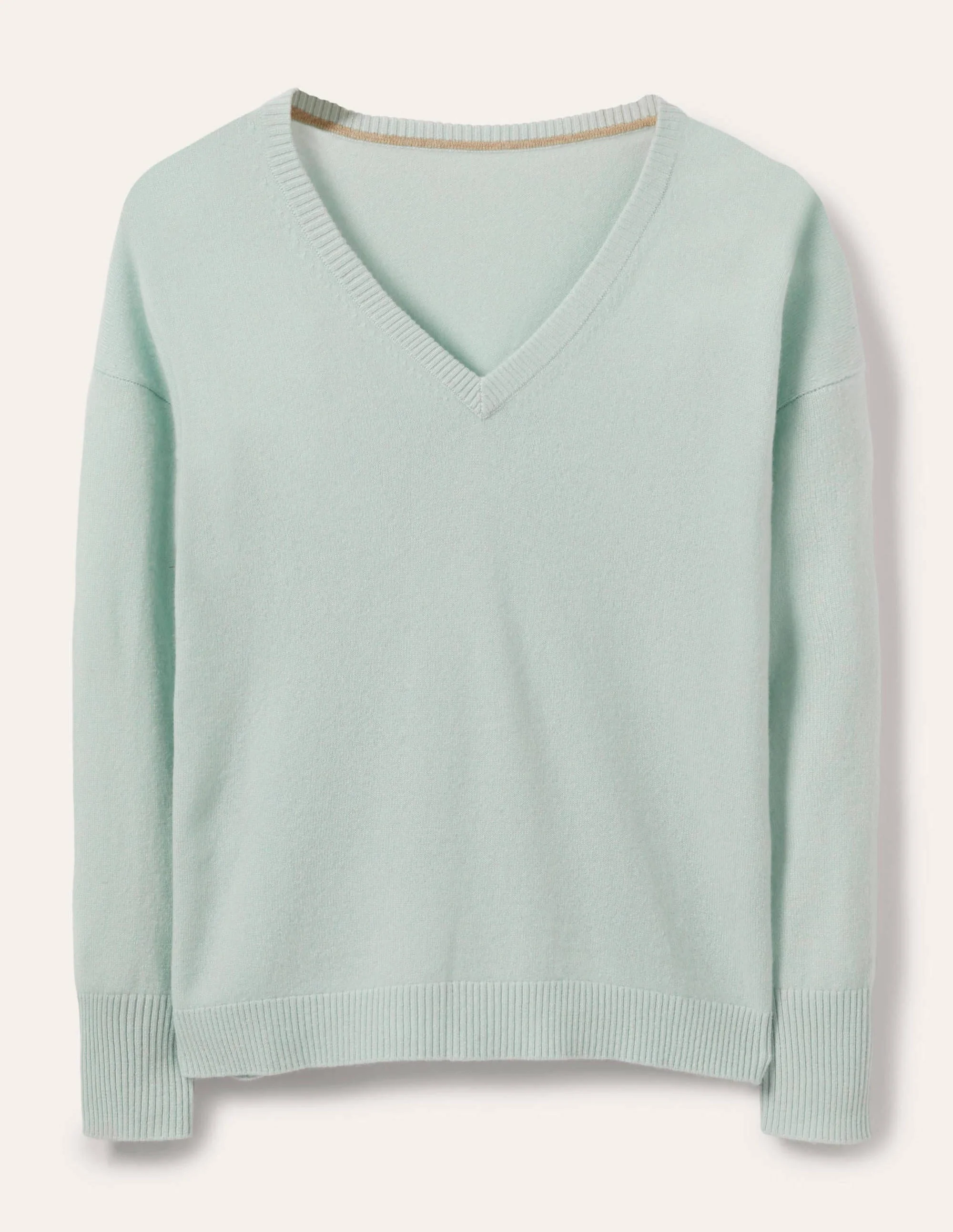 Cashmere V-neck Relax Jumper-Mint Blue - Image 5