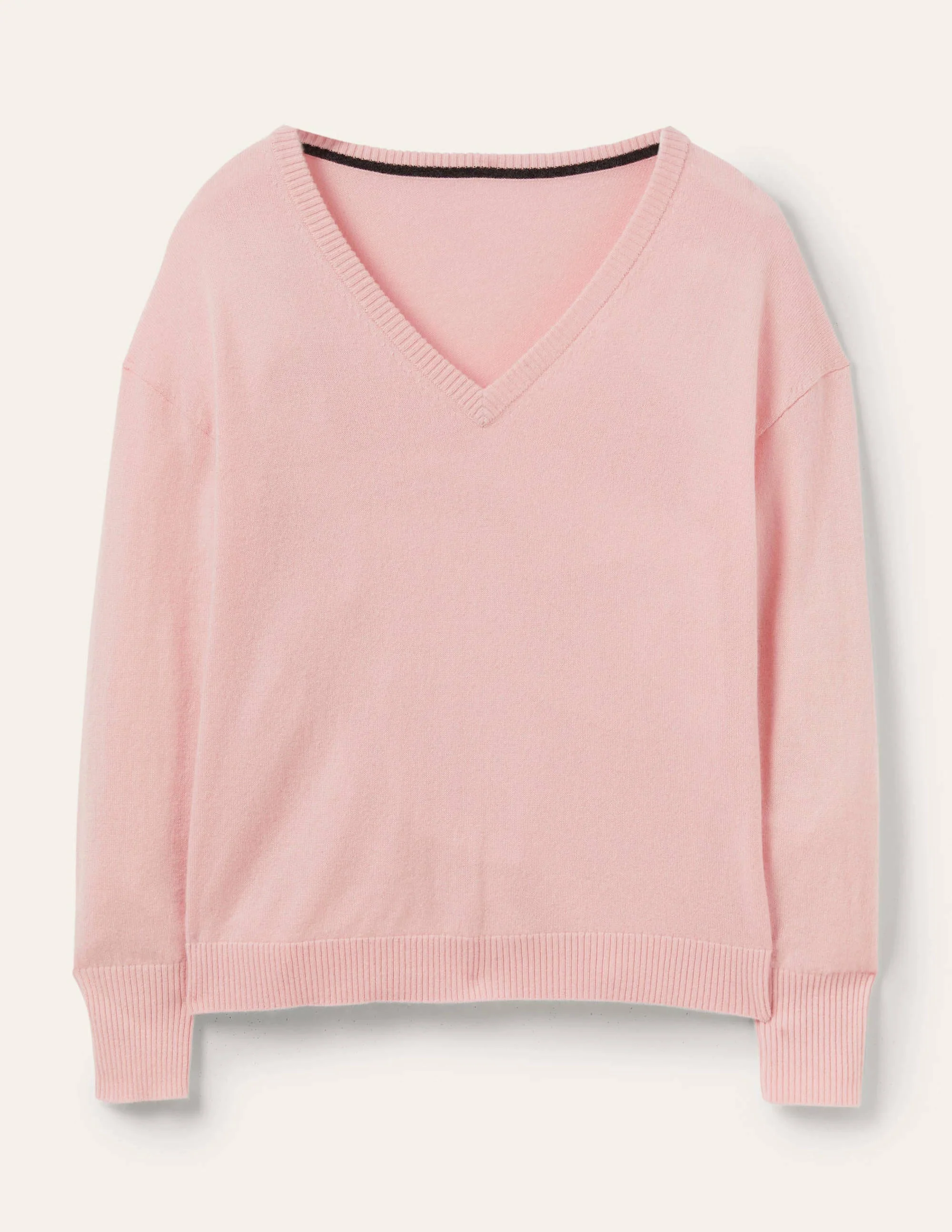 Cashmere V-neck Relax Jumper-Pink Blush - Image 5