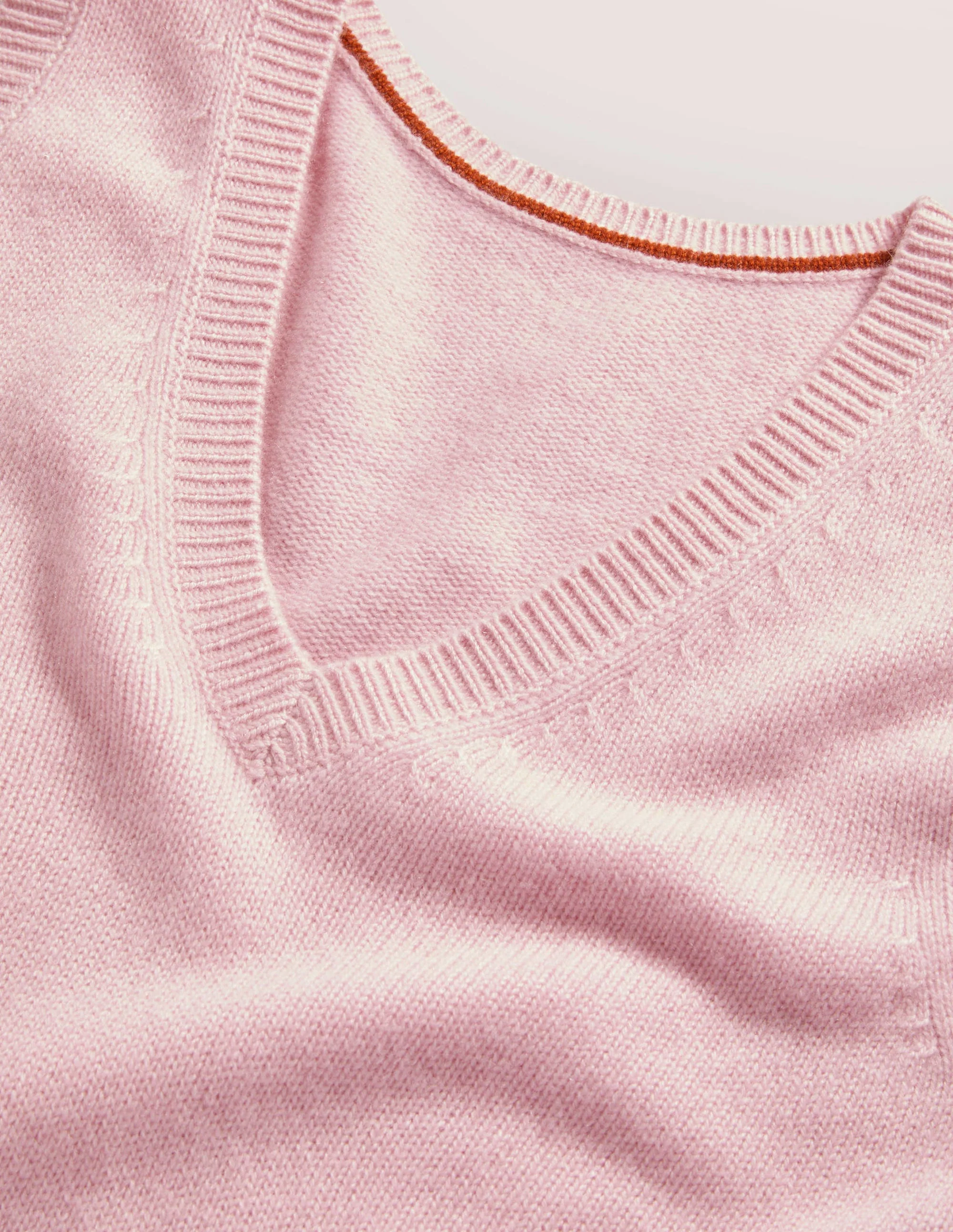 Cashmere V-Neck Sweater Vest-Coconut Ice Pink - Image 8