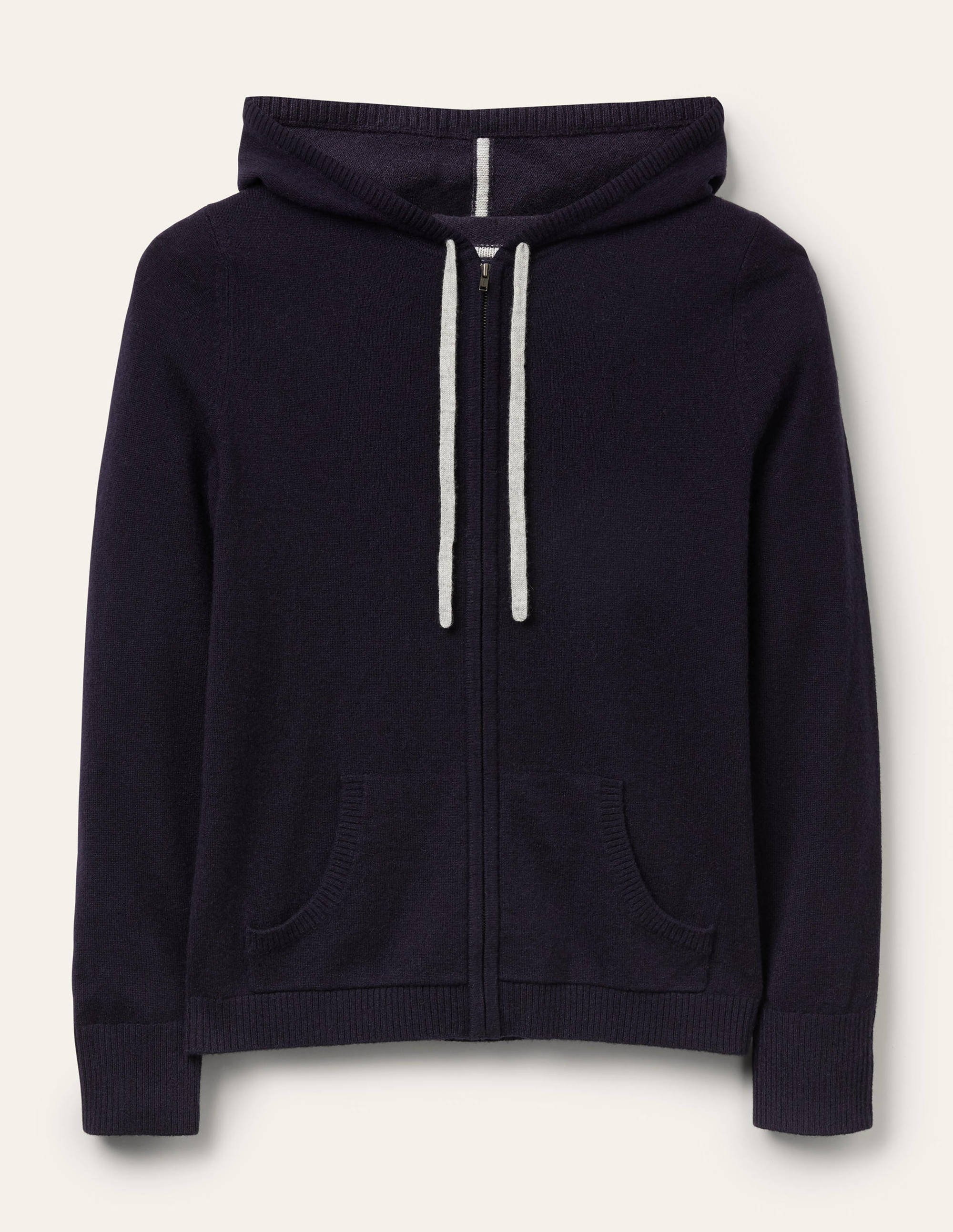 Cashmere Zip-up Hoodie-Navy - Image 5