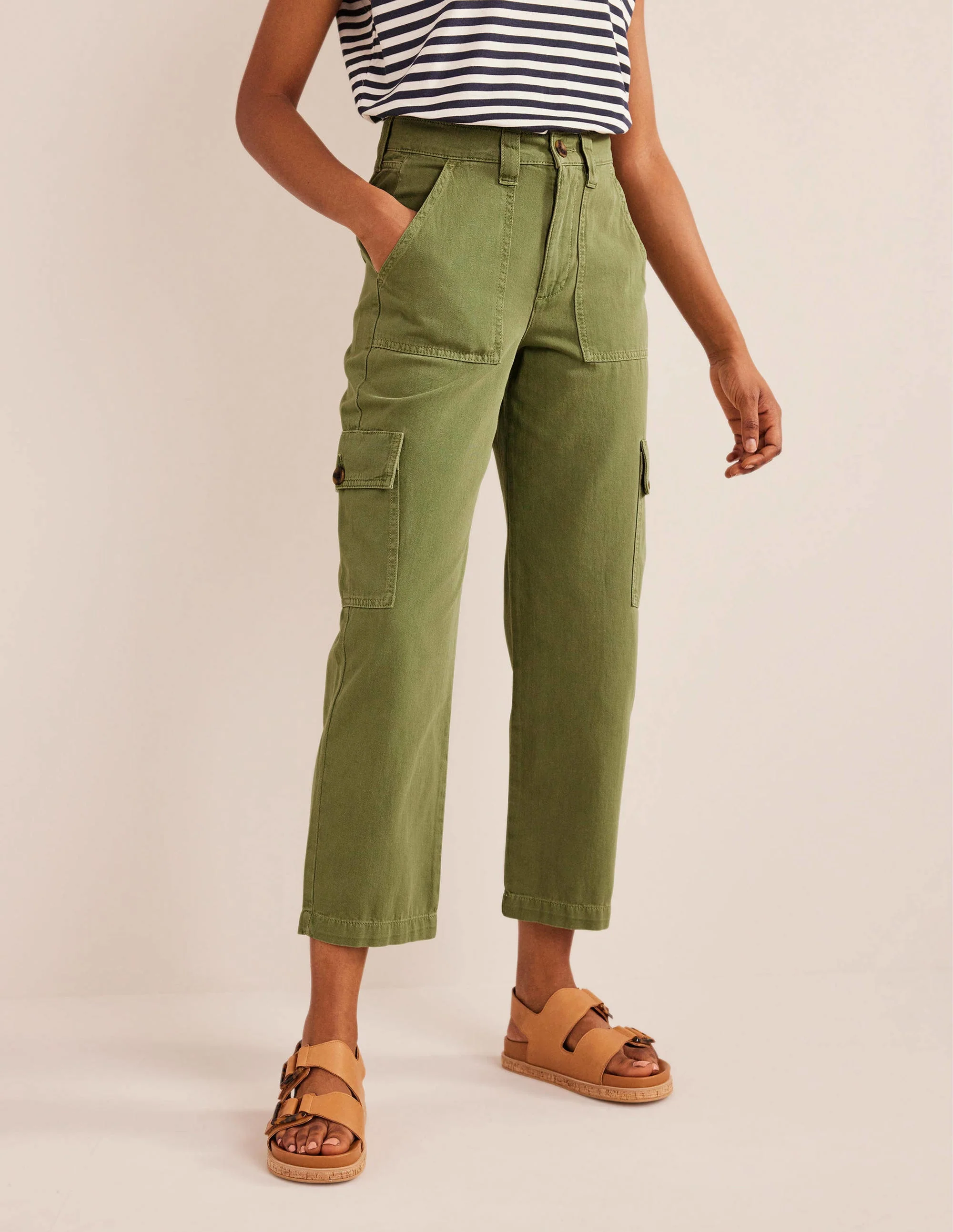 Casual Cargo Pants-Green - Image 5