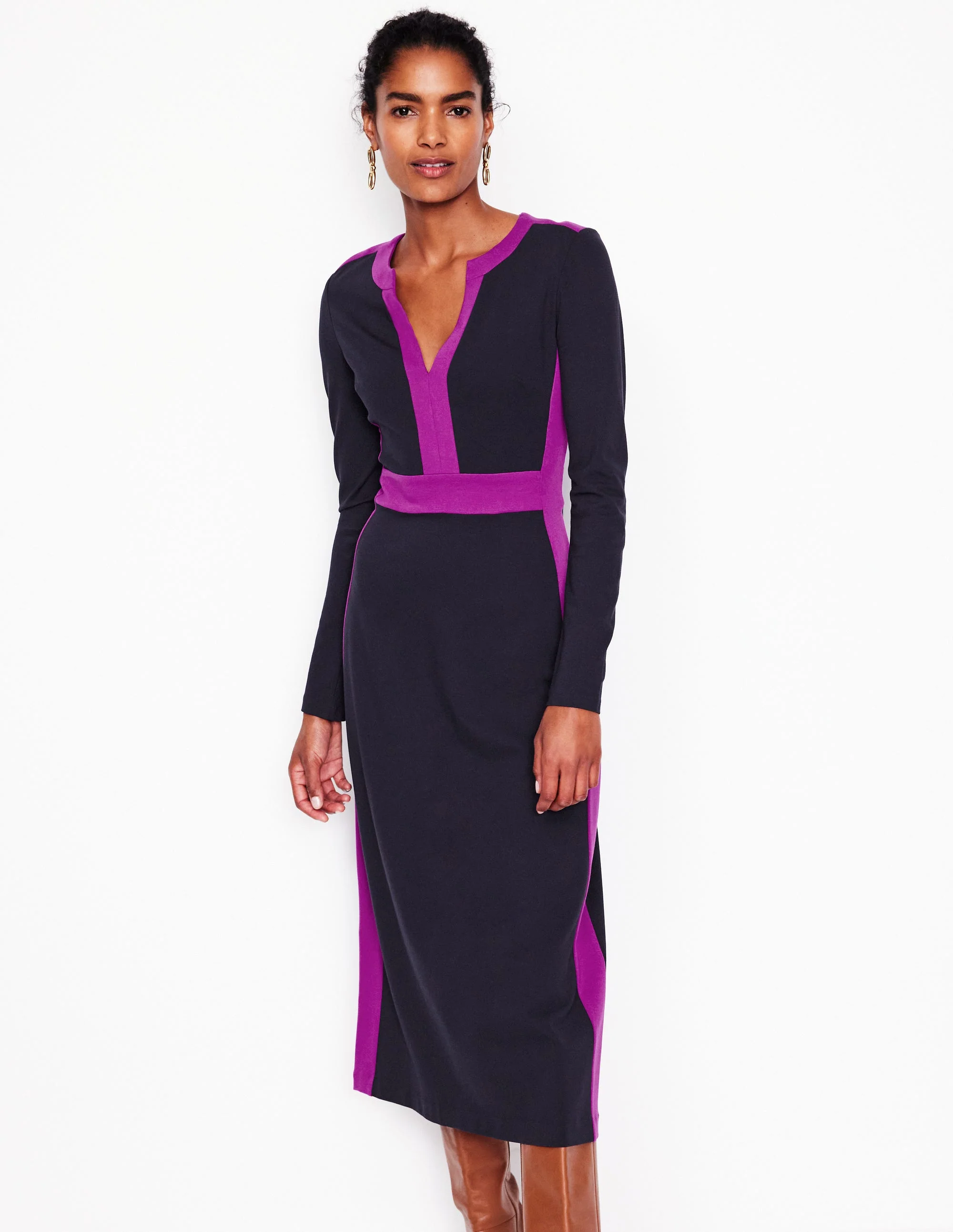 Catherine Ponte Midi Dress-Navy - Image 4