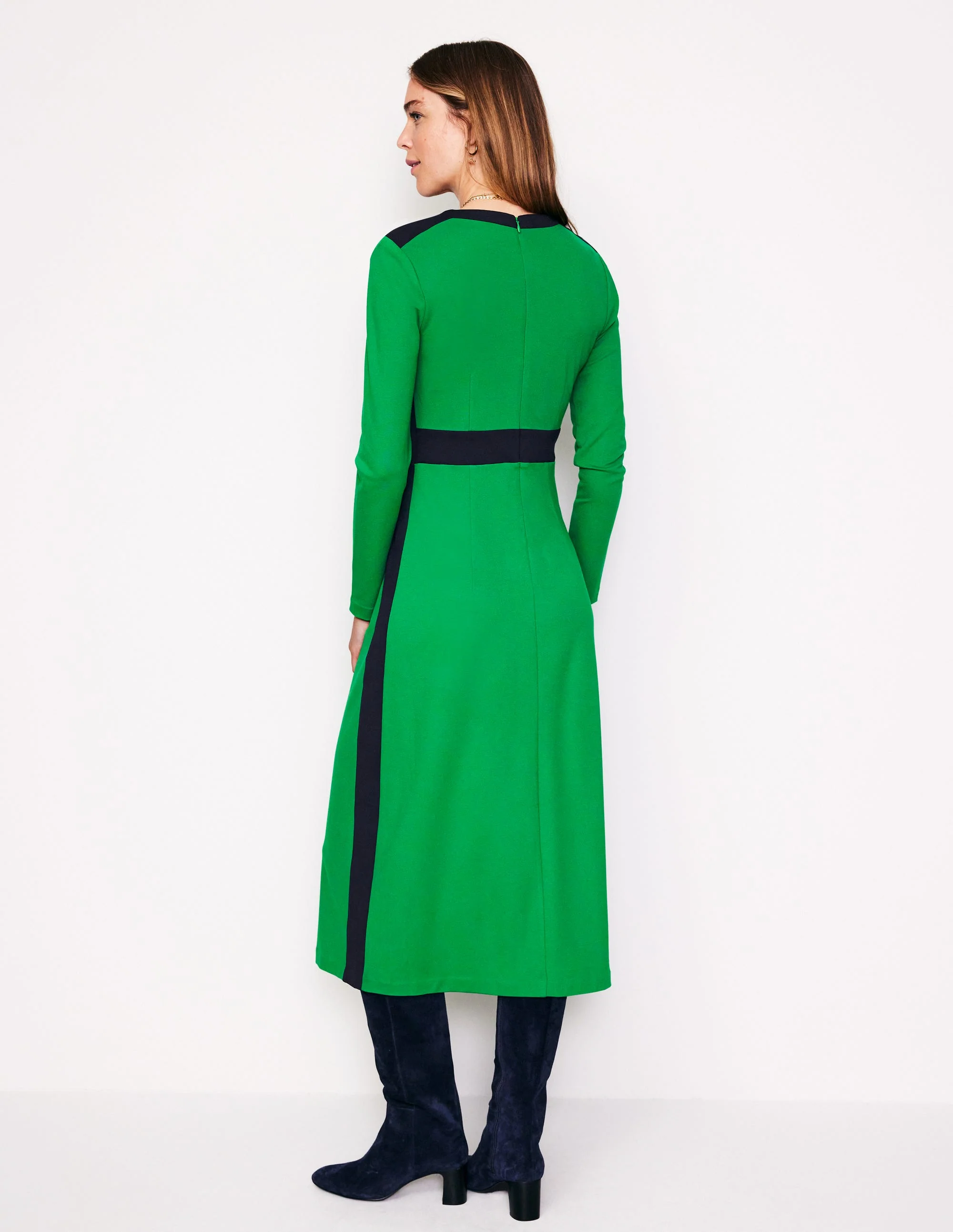 Catherine Ponte Midi Dress-Rich Emerald - Image 3