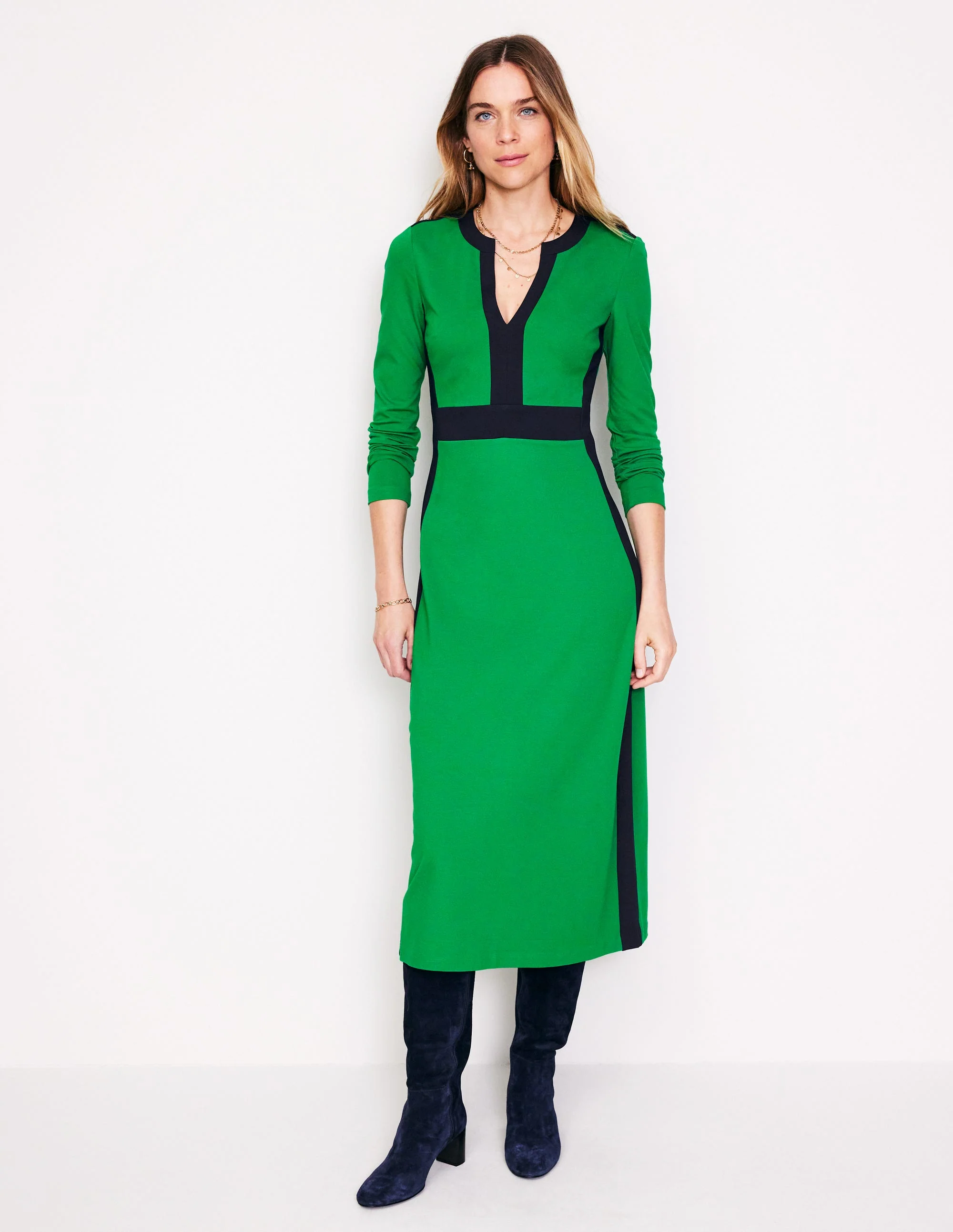 Catherine Ponte Midi Dress-Rich Emerald - Image 4
