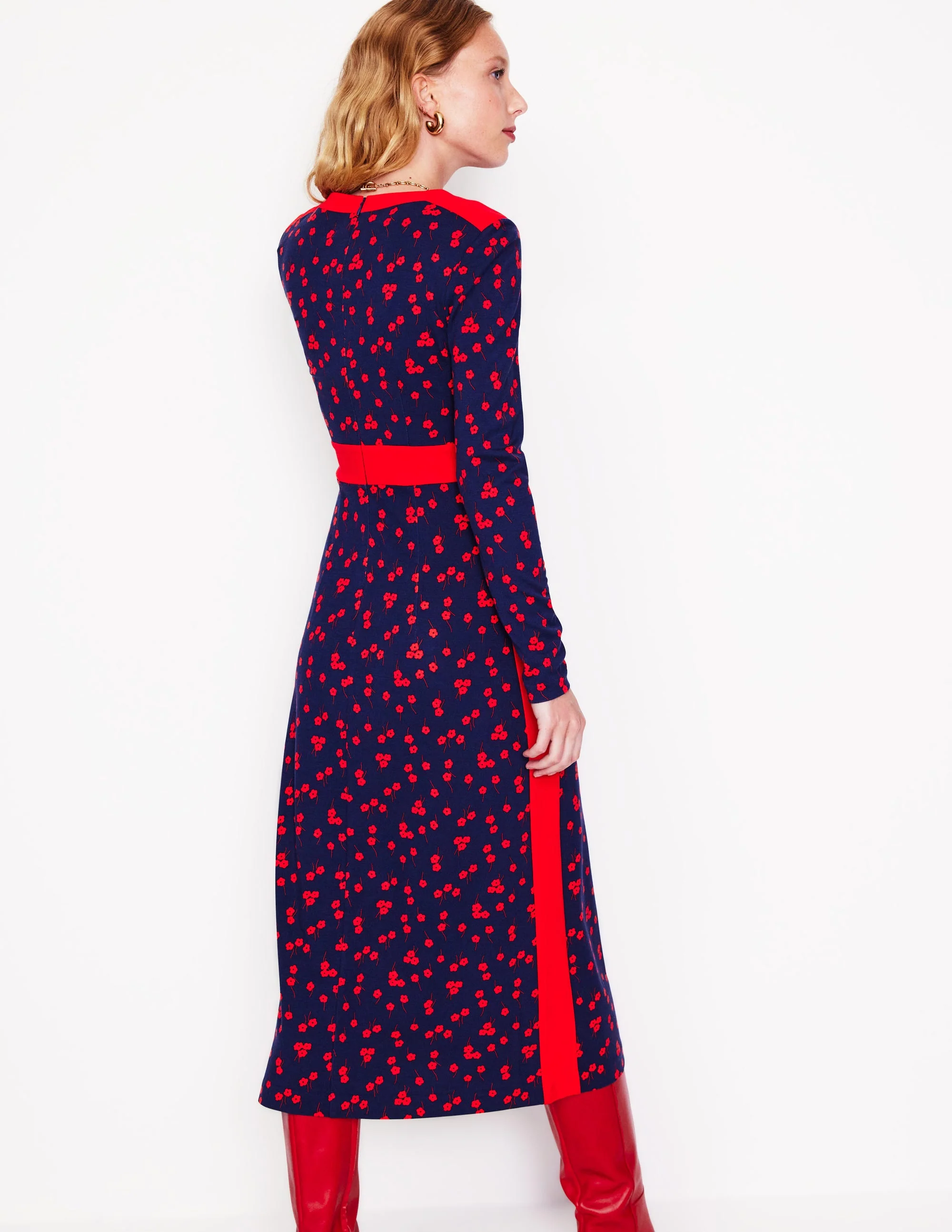 Catherine Ponte Midi Dress-Rouge, Fall Sprig - Image 3