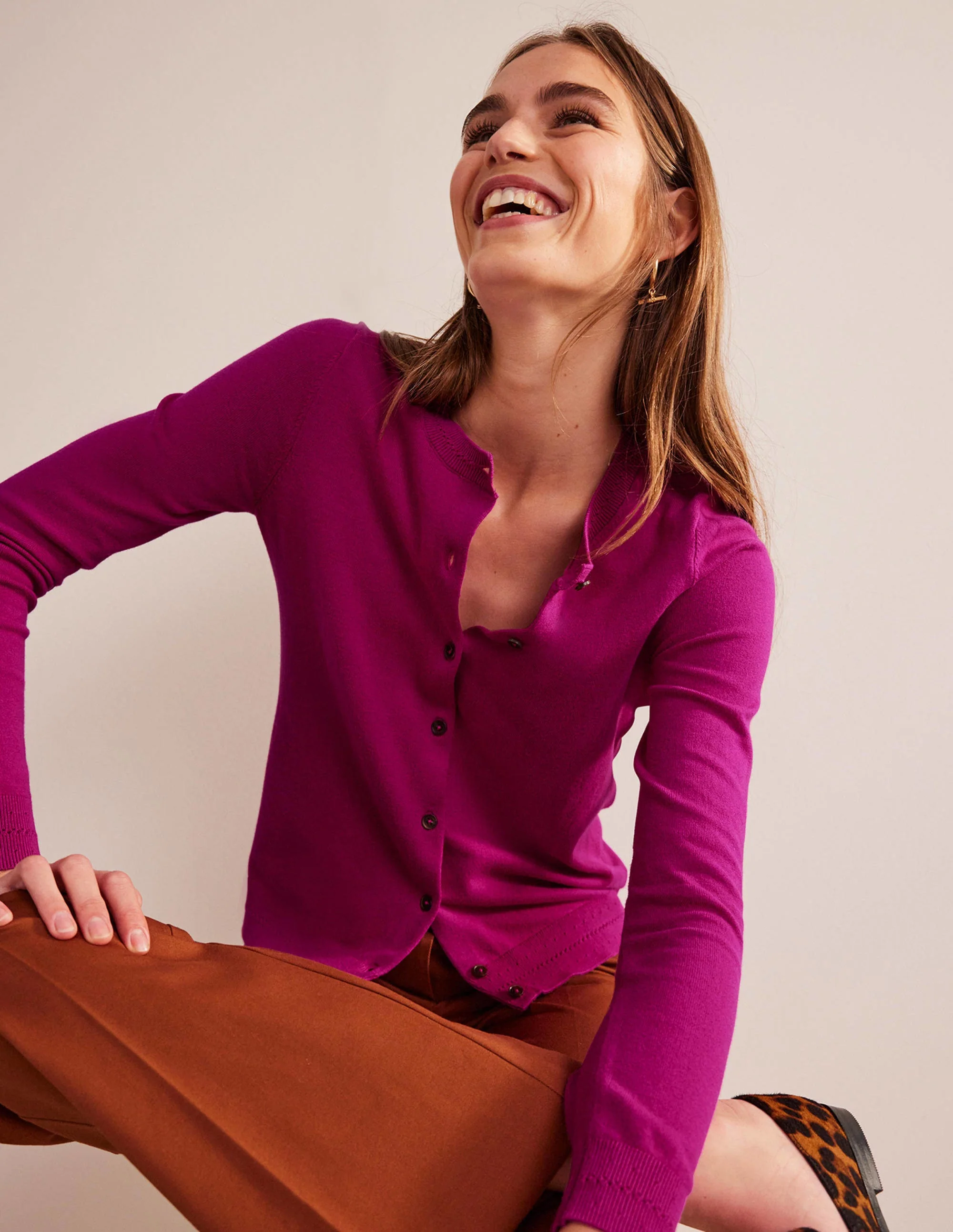 Catriona Cotton Cardigan-Festival Fuchsia - Image 4