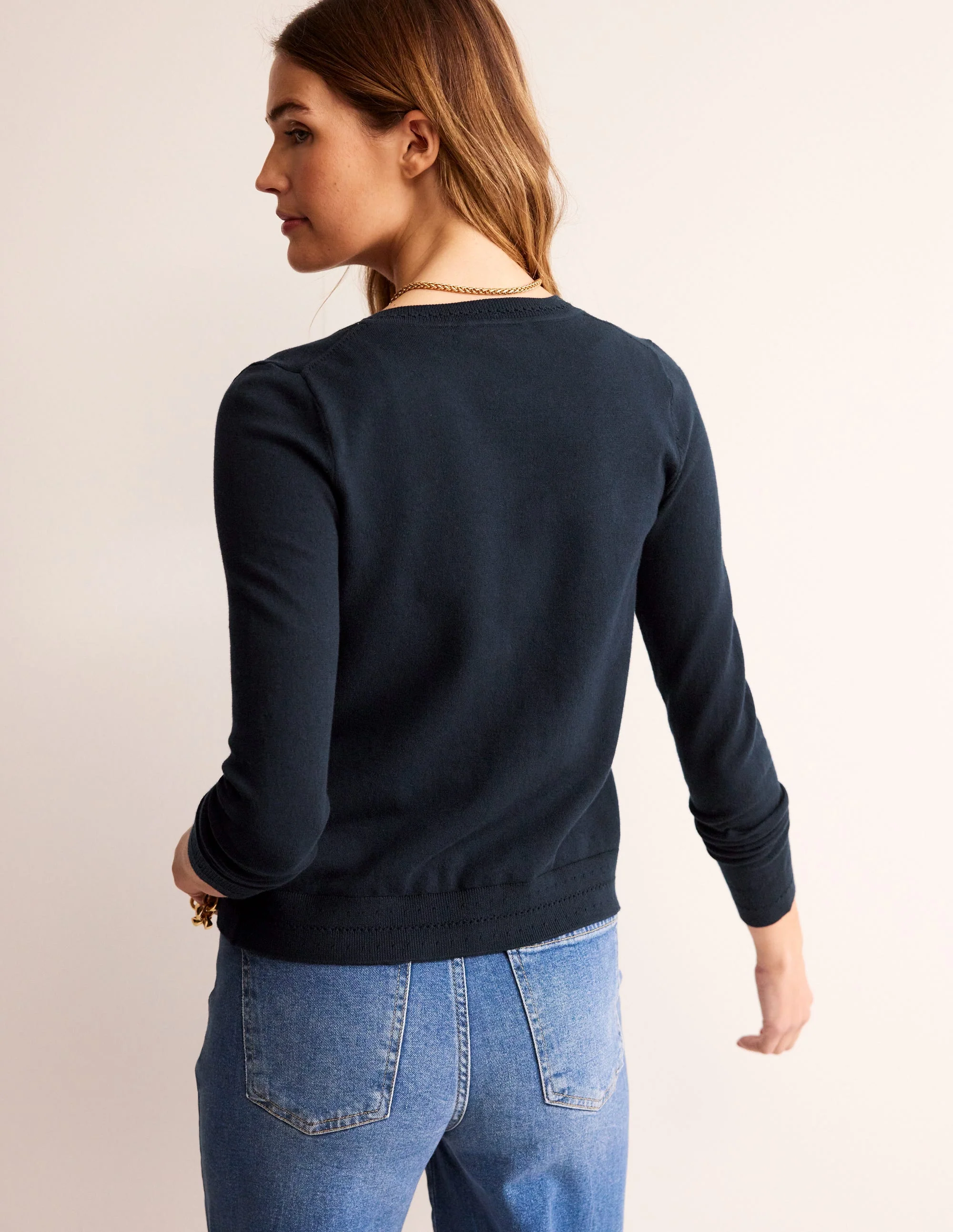 Catriona Cotton Cardigan-Navy - Image 4