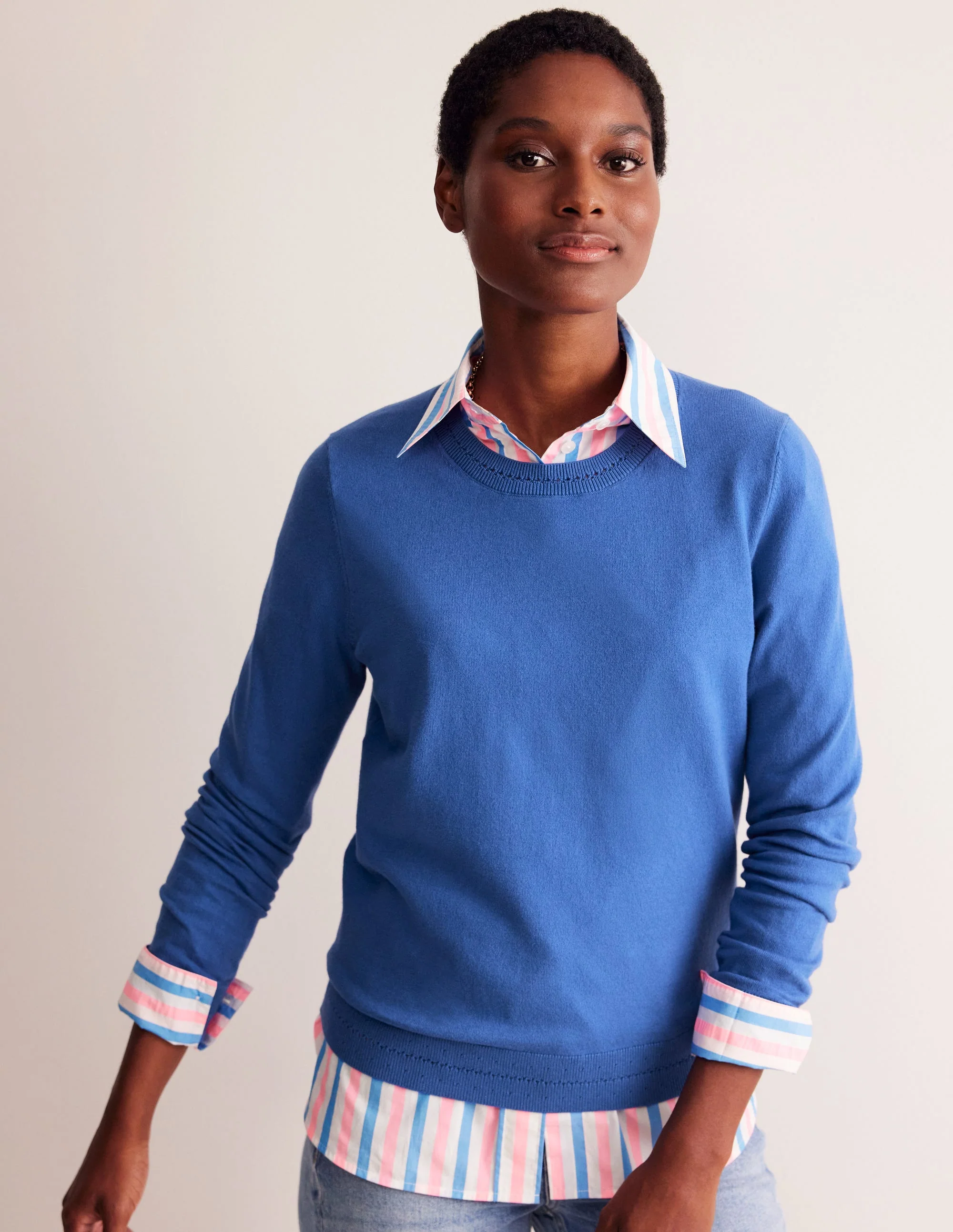 Catriona Cotton Crew Jumper-Blue Jay - Image 4