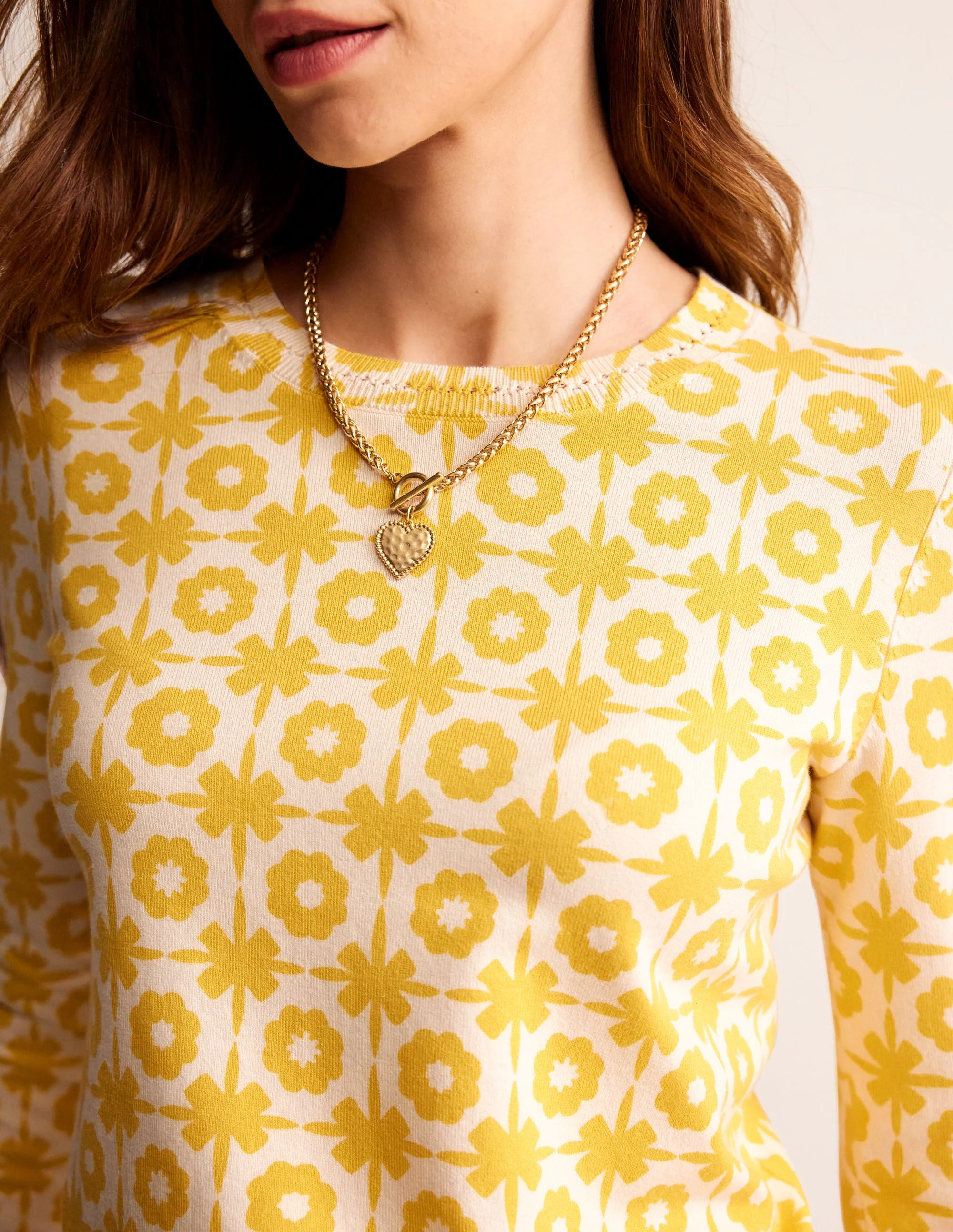Catriona Cotton Crew Jumper-Mimosa Yellow Print - Image 2