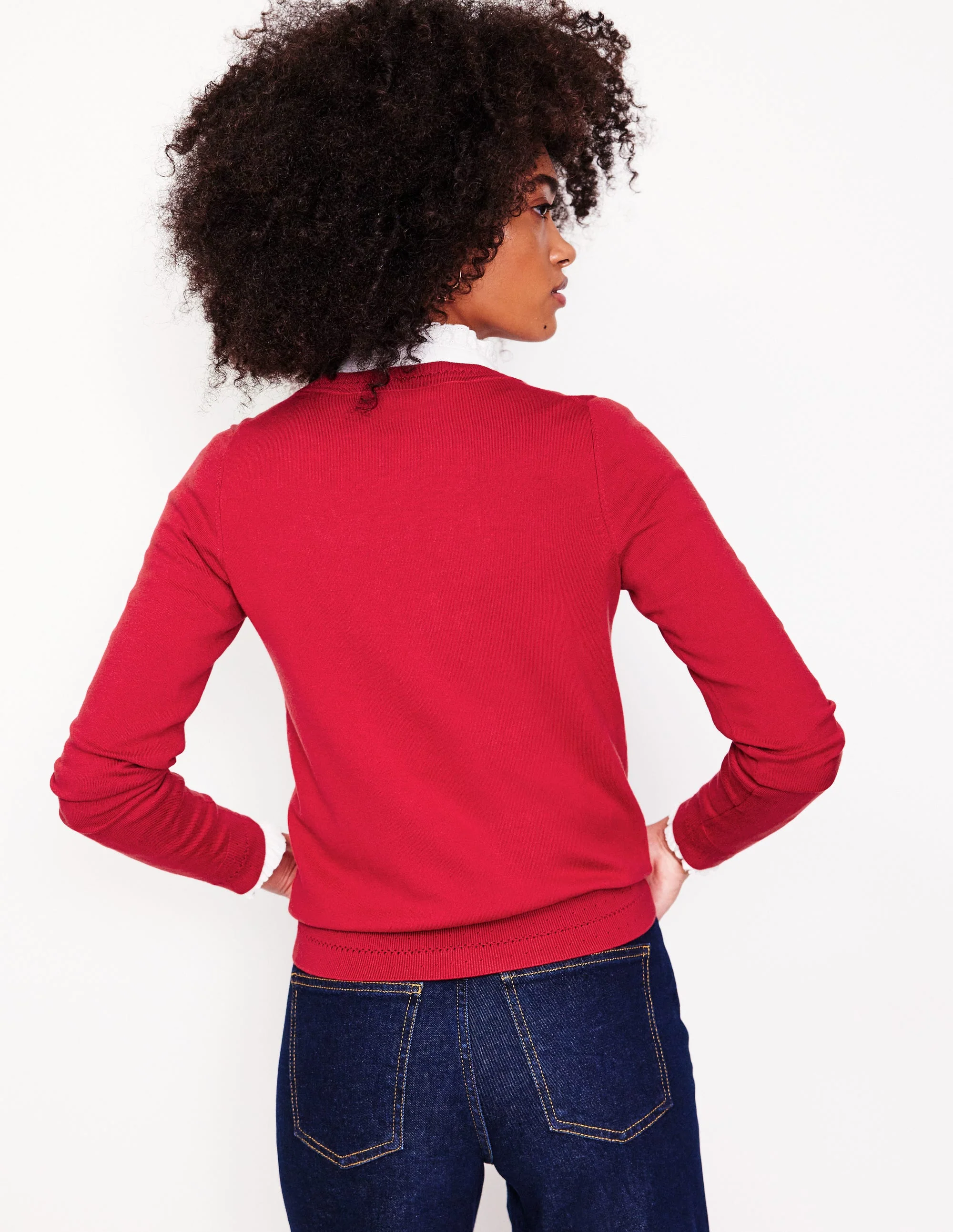 Catriona Cotton Crew Jumper-Red Liquorice - Image 3
