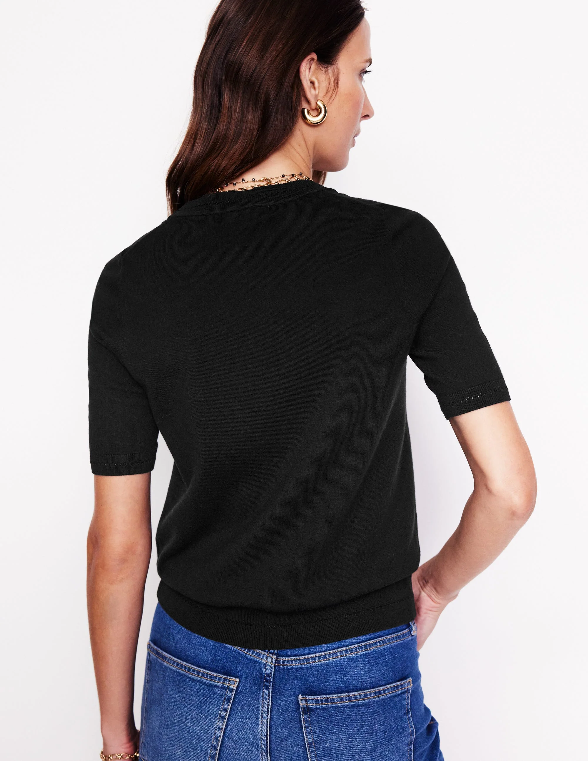 Catriona Cotton Crew T-shirt-Black - Image 3