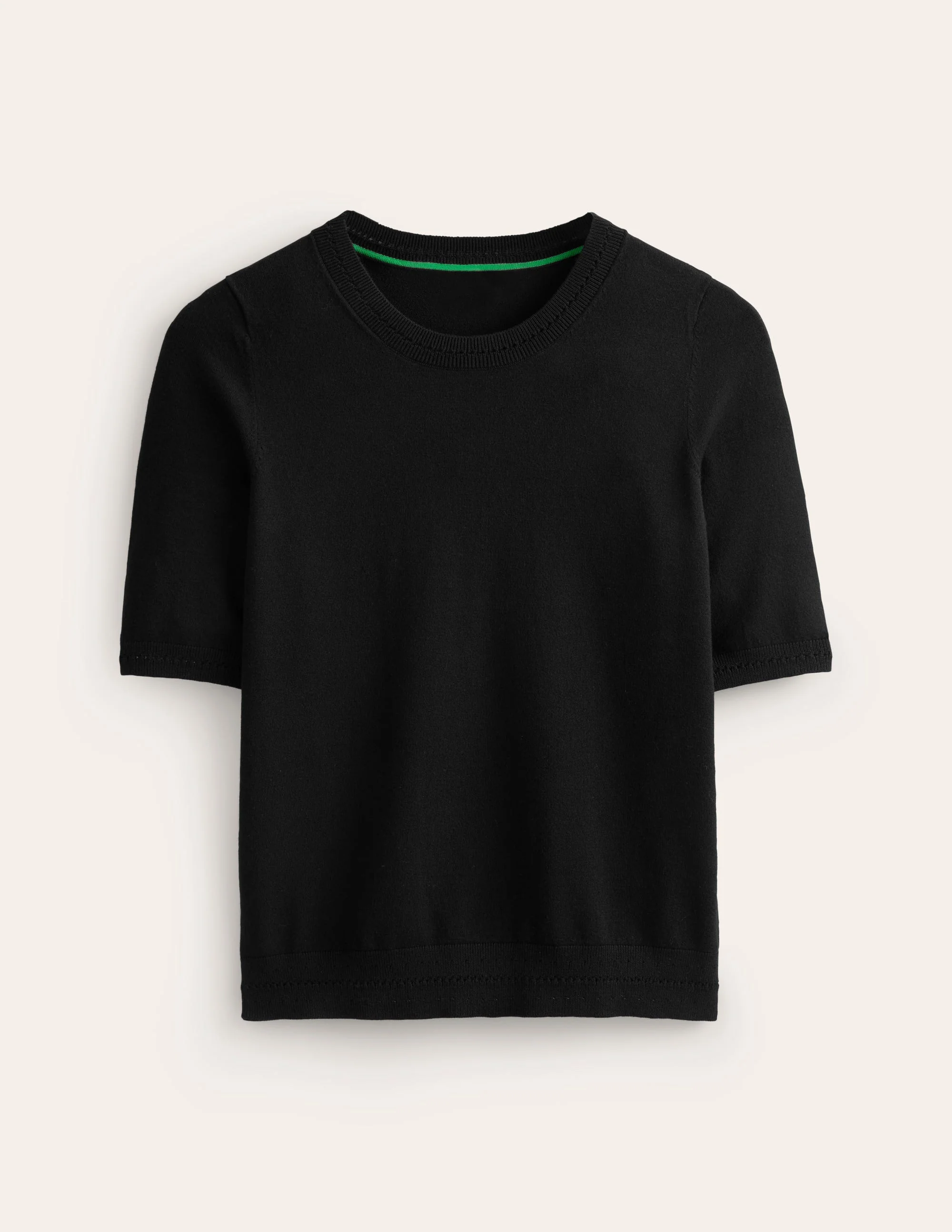 Catriona Cotton Crew T-shirt-Black - Image 5