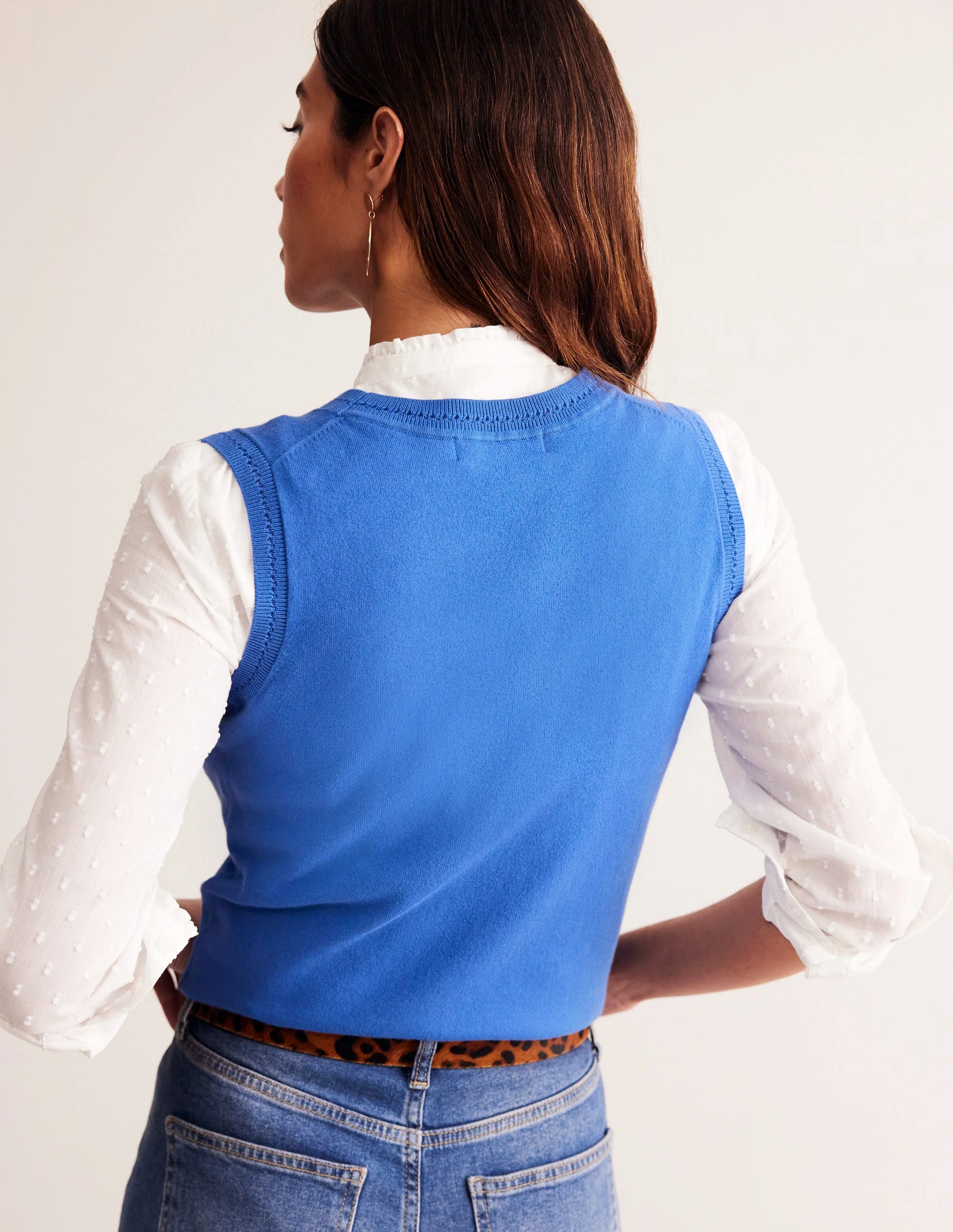 Catriona Crew Neck Cotton Vest-Blue Jay - Image 3