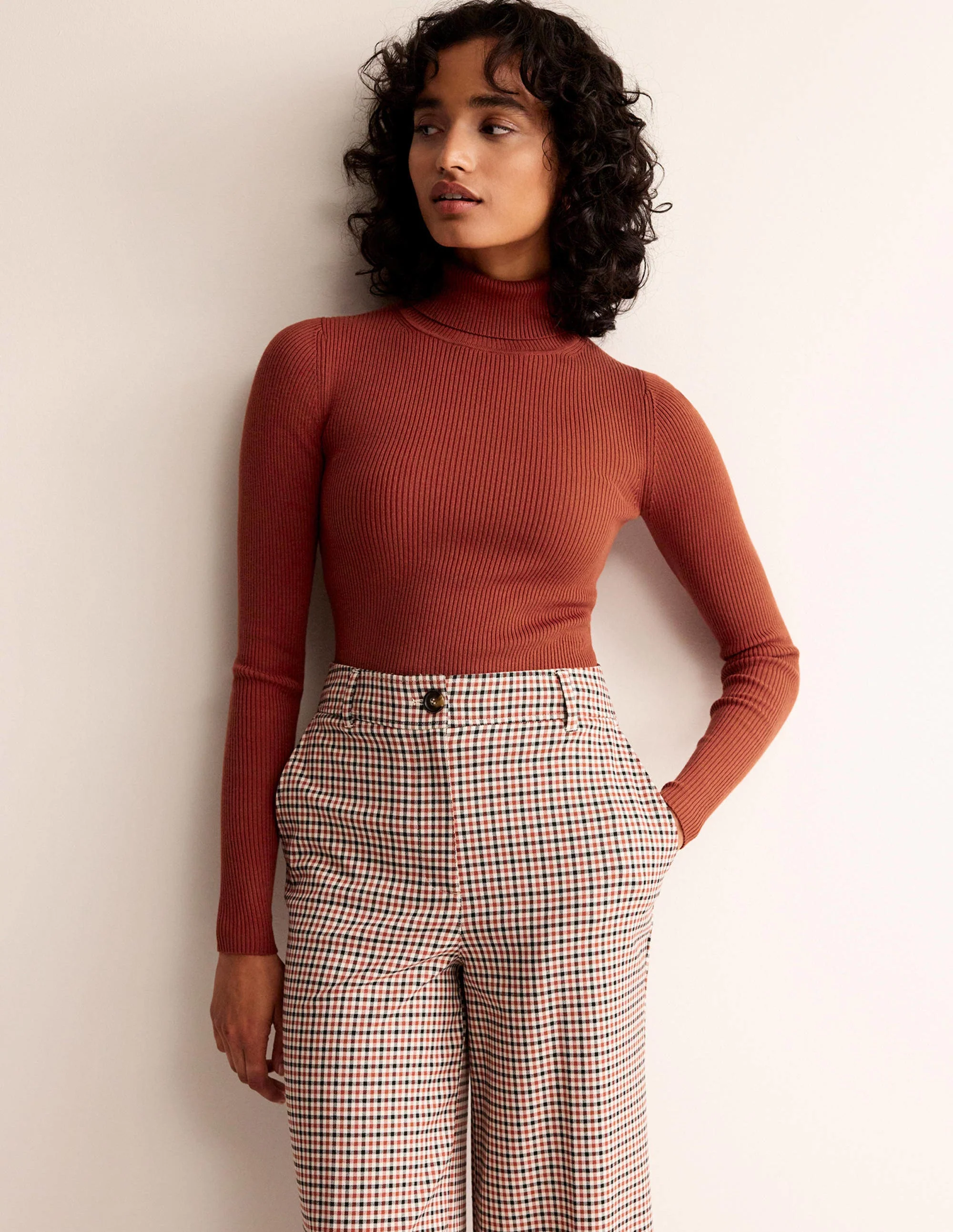 Catriona Roll Neck Sweater-Chestnut Brown - Image 4