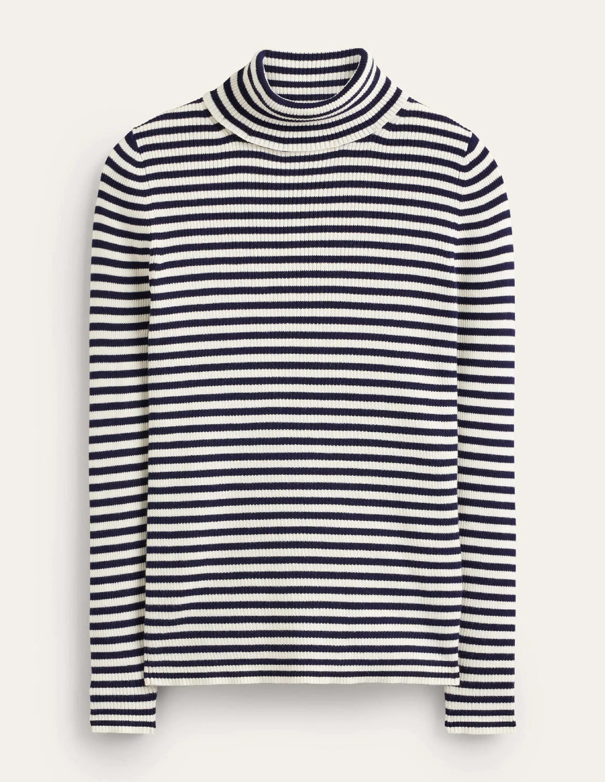 Catriona Roll Neck Sweater-Navy and Ivory - Image 6