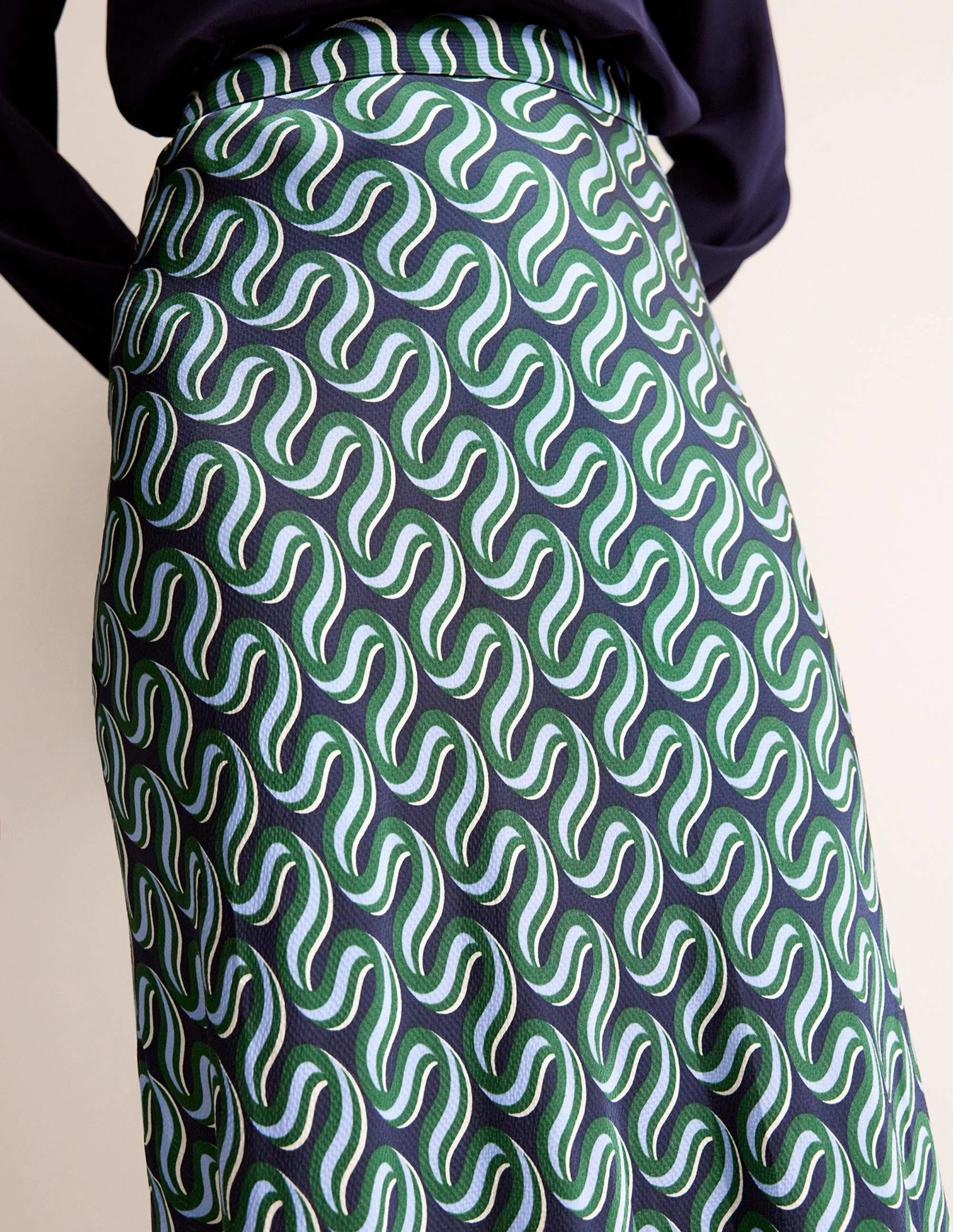 Cecelia Midi Skirt-Amazon Green, Ribbon Wave - Image 2