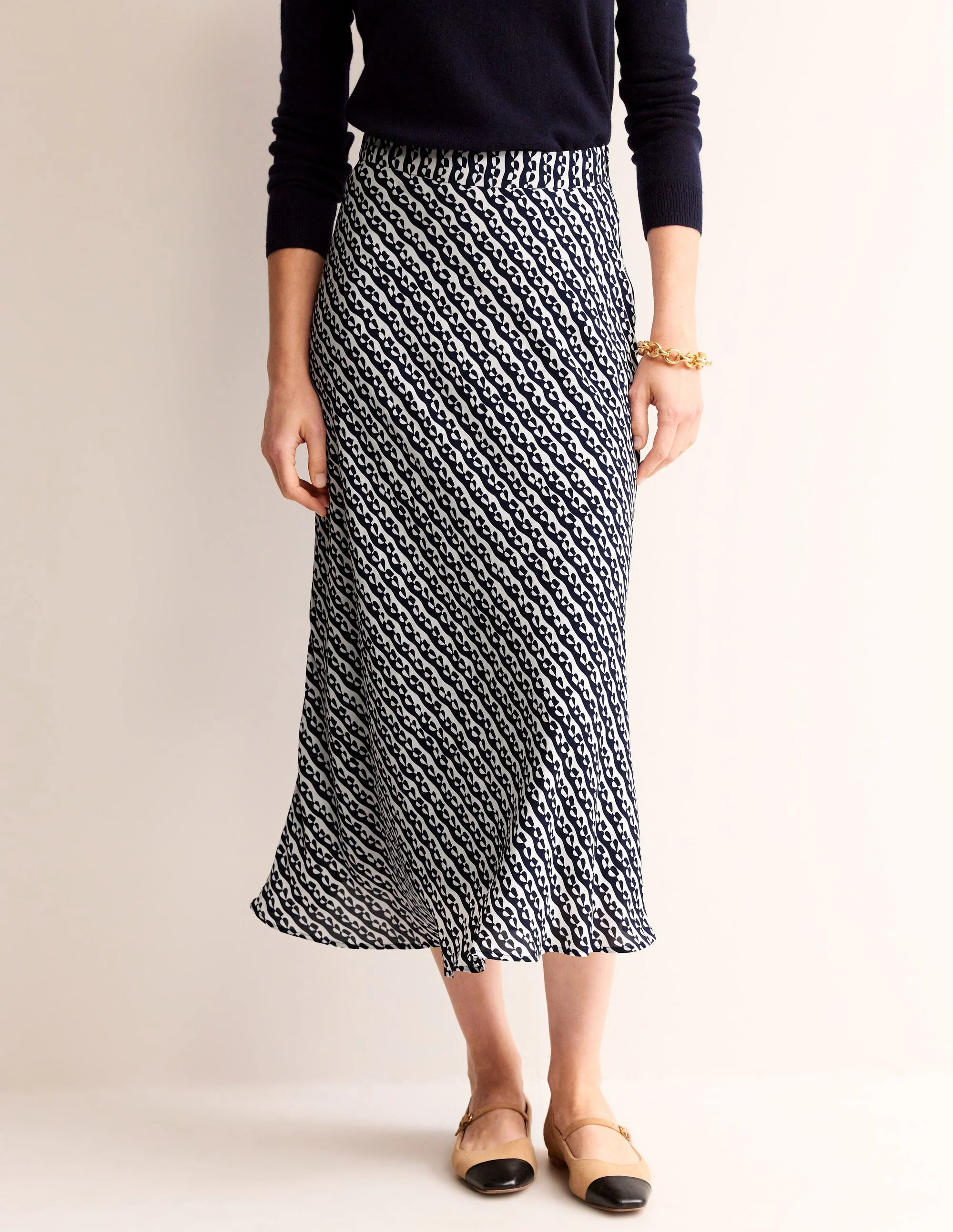 Cecelia Midi Skirt-French Navy, Abstract Heart - Image 4