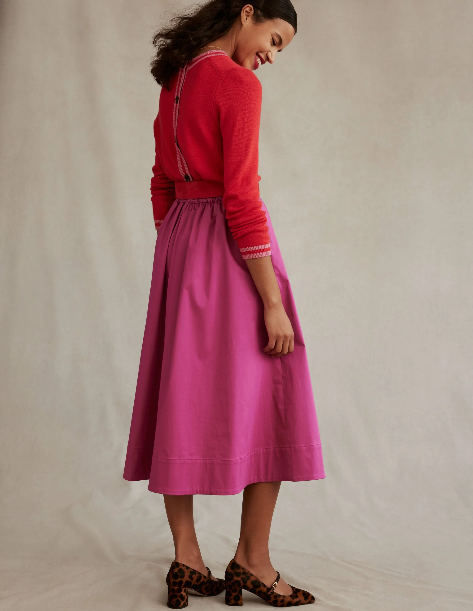 Cecily Button Back Sweater-Post Box Red, Brand Stripe - Image 5