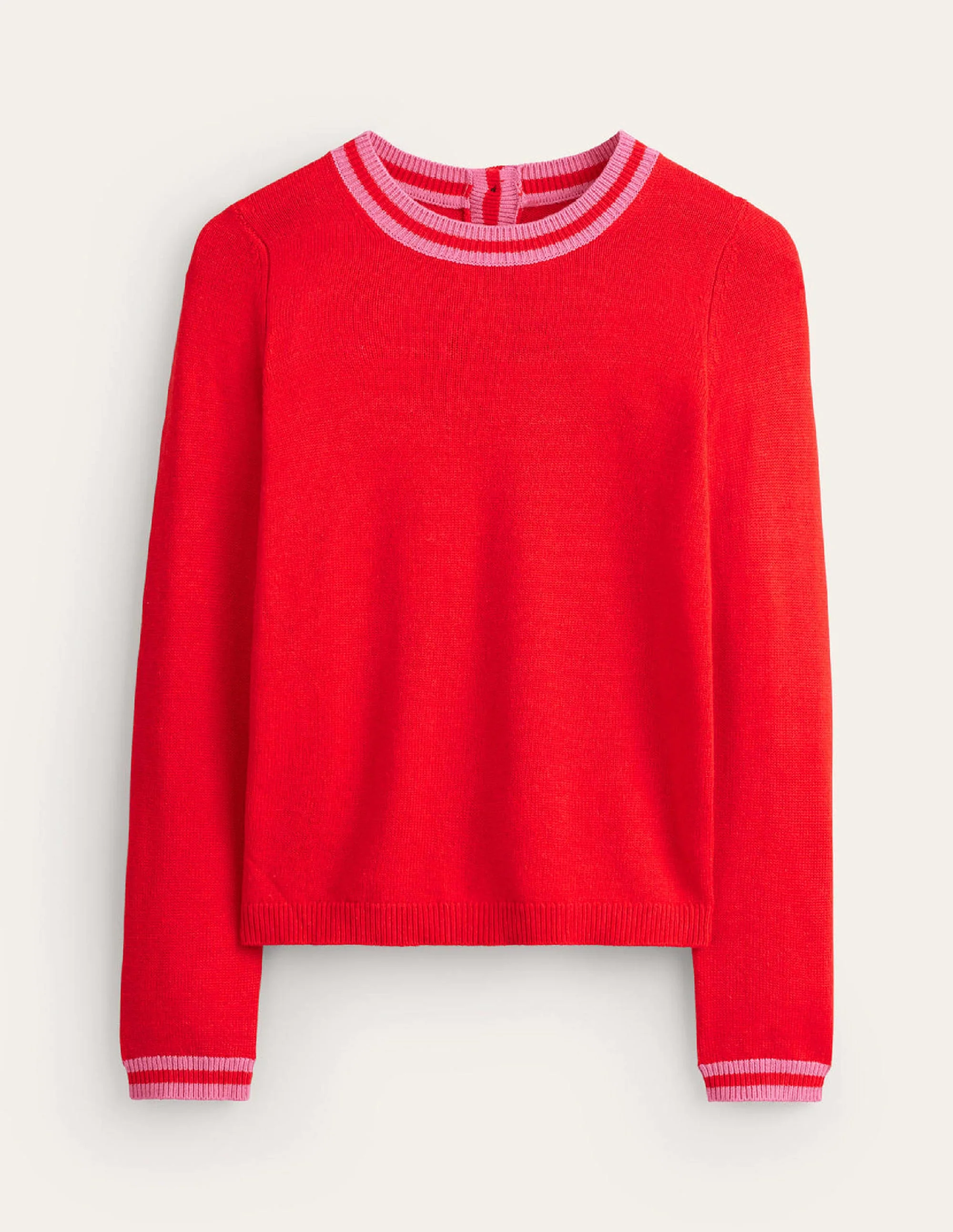 Cecily Button Back Sweater-Post Box Red, Brand Stripe - Image 6
