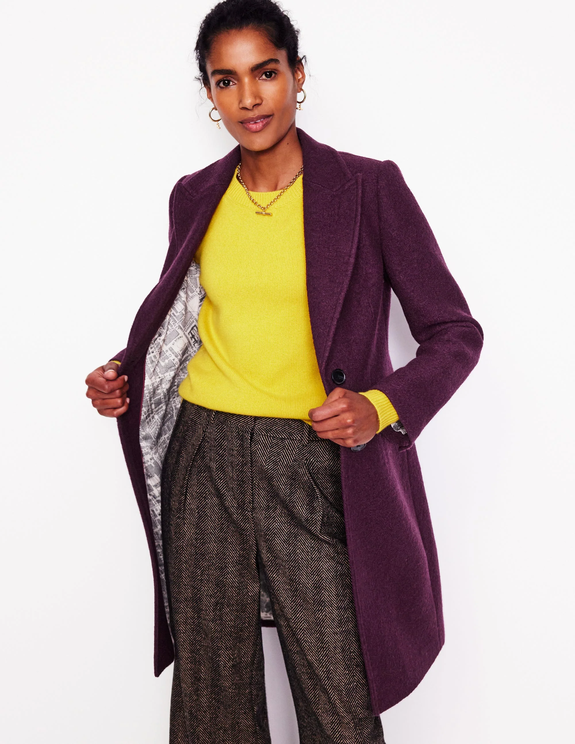 Chichester Textured Coat-Damson - Image 4