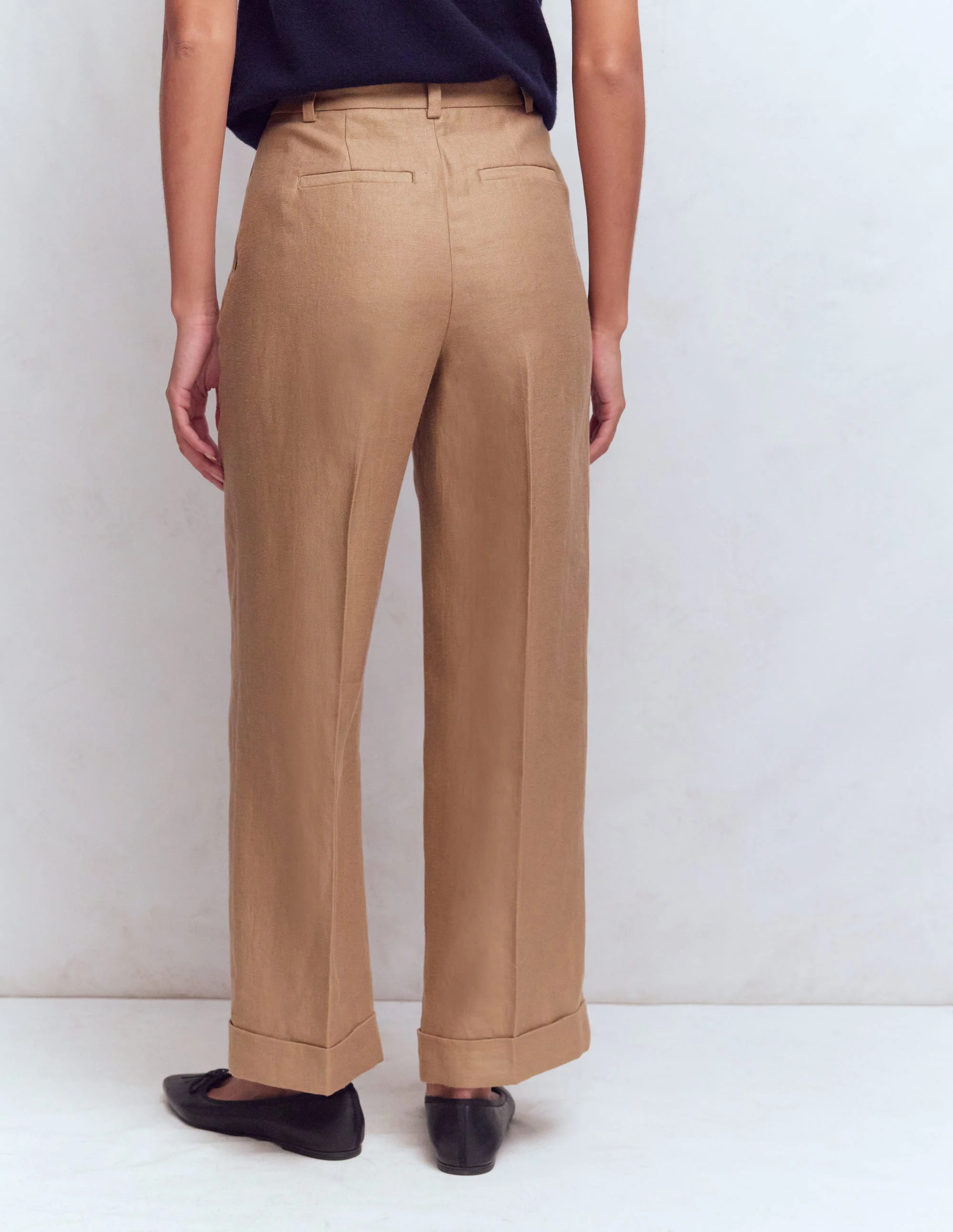 Chiswick Crop Linen Pants-Cappuccino - Image 3