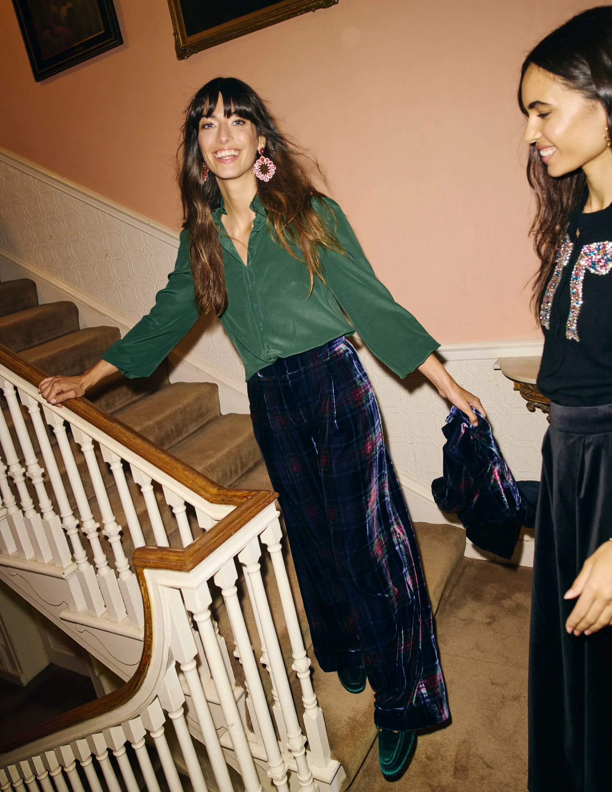 Chiswick Velvet Pants-Navy and Red Check - Image 7
